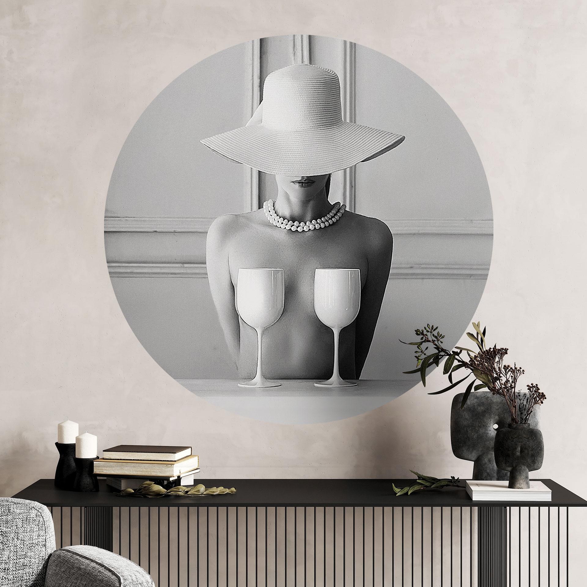 Wallsticker Kvinde med champagneglas - Bolgov - Rund