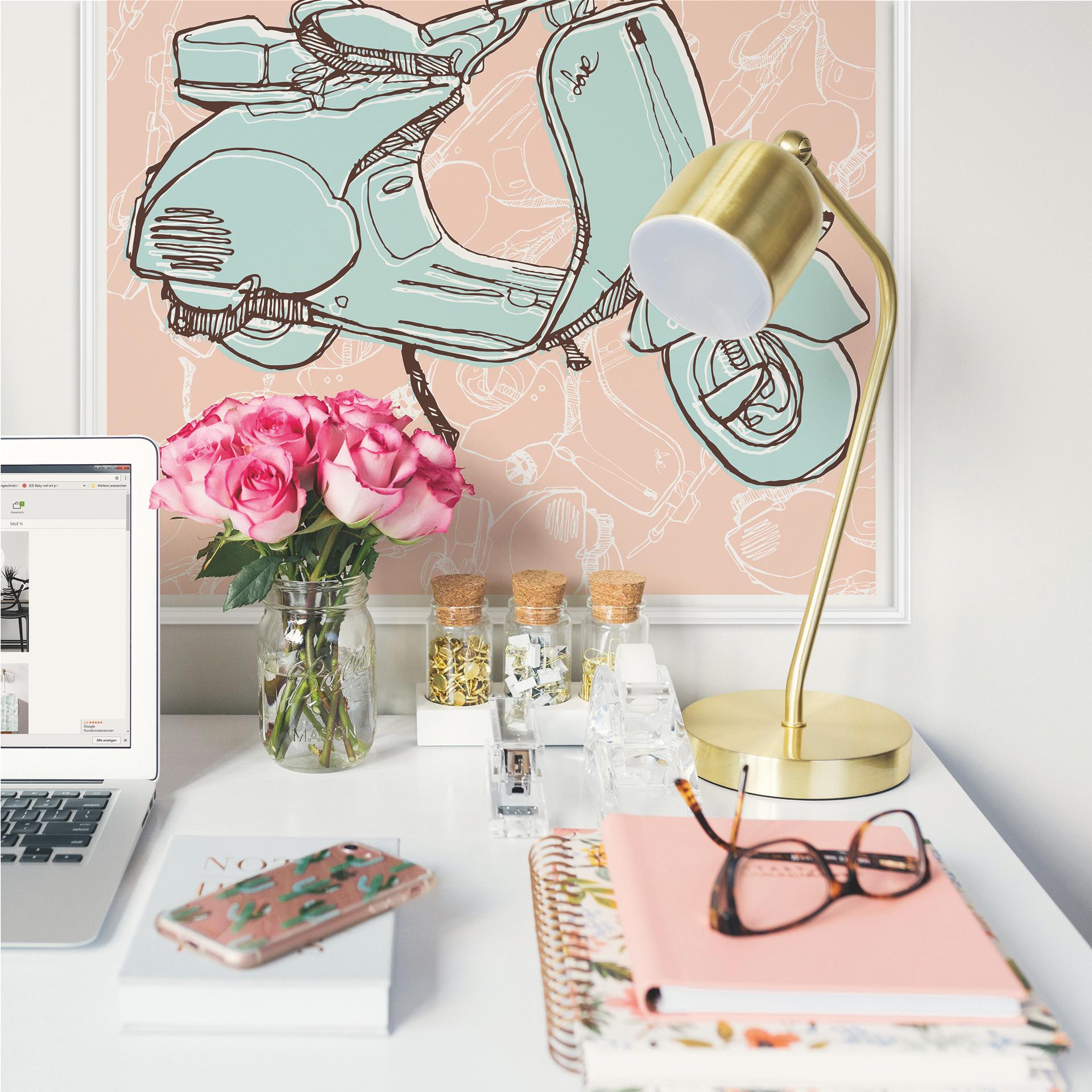 Muurprints Geillustreerde Vespa - Vierkant