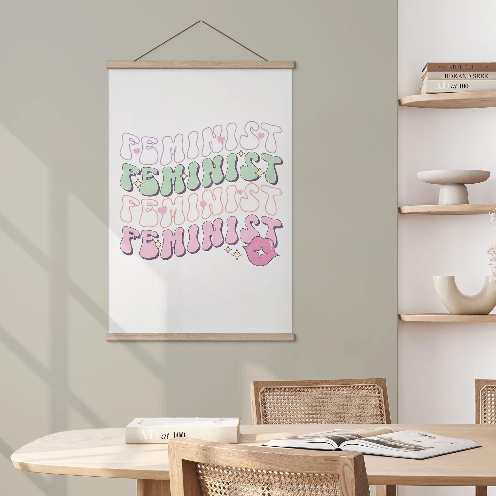 Obraz tkaniny Feministka całująca usta Pop Art
