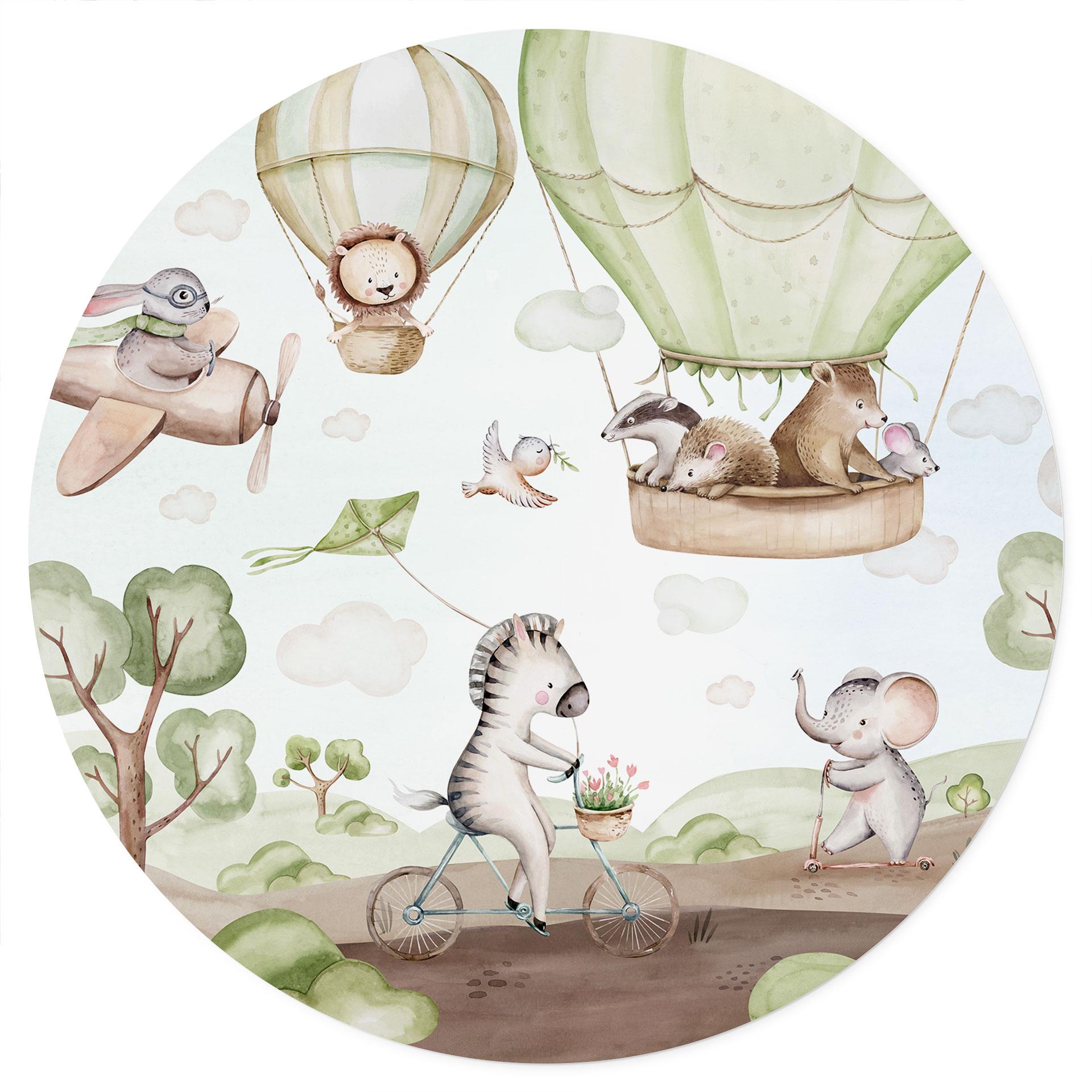 Vinilo decorativo para habitaciones infantiles Viaje en globo de los amigos animales - Kvilis - Redo