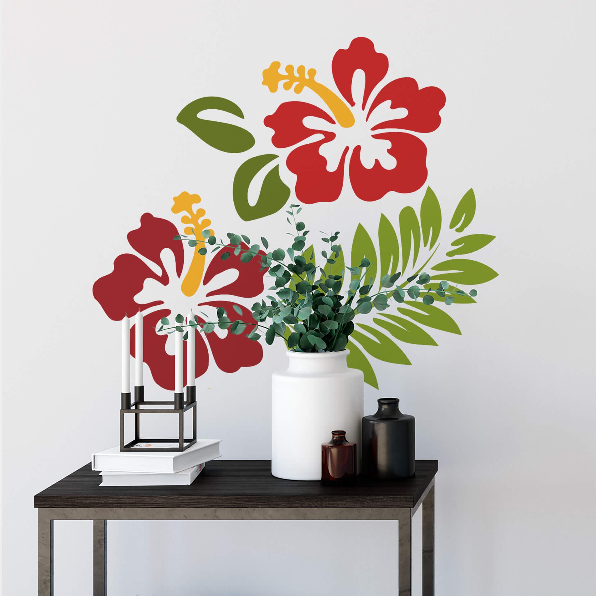 Adesivo murale – Fiori di ibisco rossi