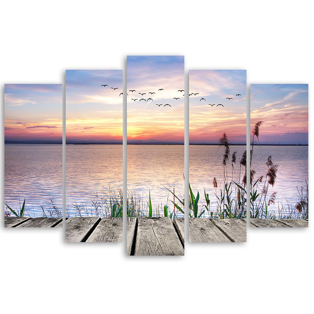 5 stykke lærredsprint, Jetty Beach Sunset
