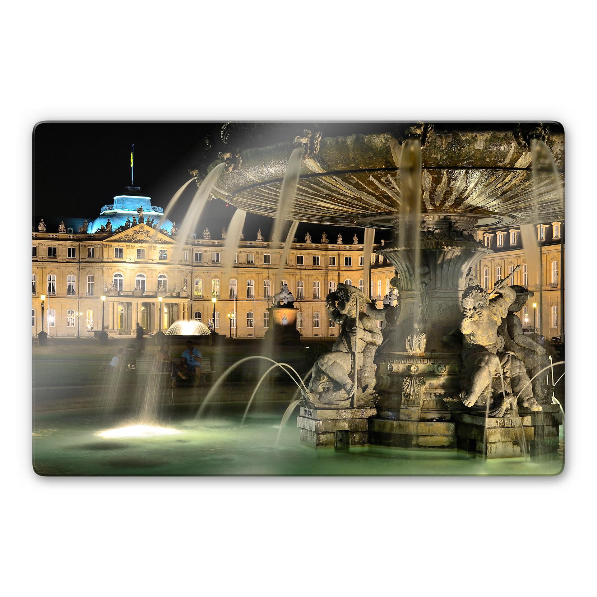 Glasbild Stuttgarter Schlossbrunnen