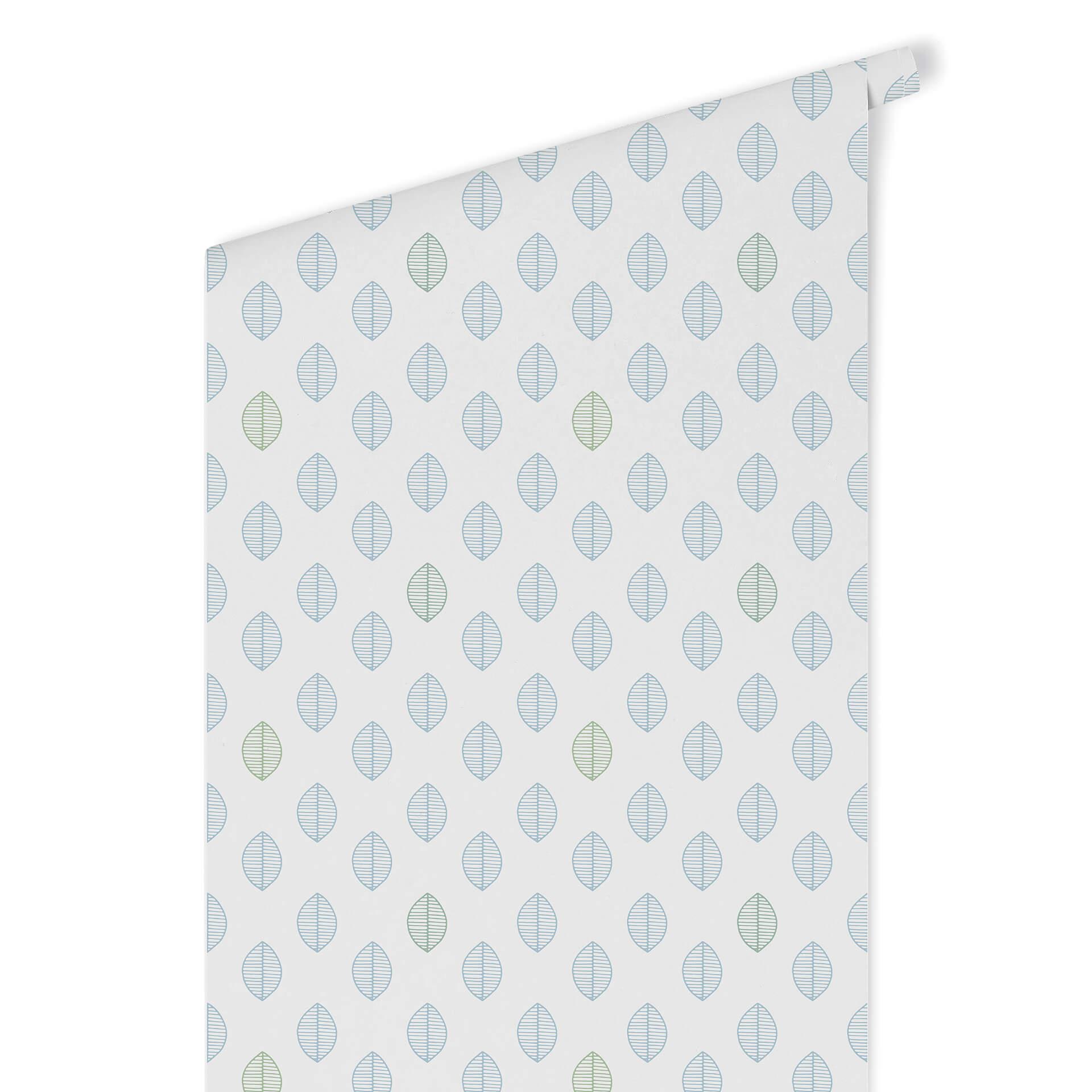 Patroonbehang Blaadjes - blauw