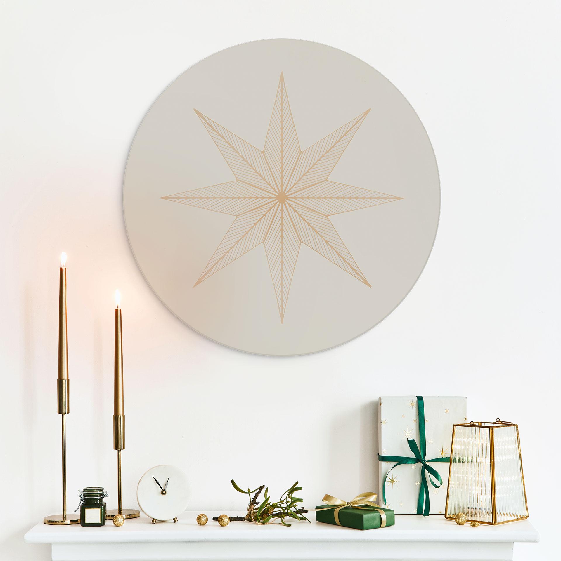 Billede Geometrisk guldstjerne - Magnusson - rund – print på aluminium (Alu-Dibond)