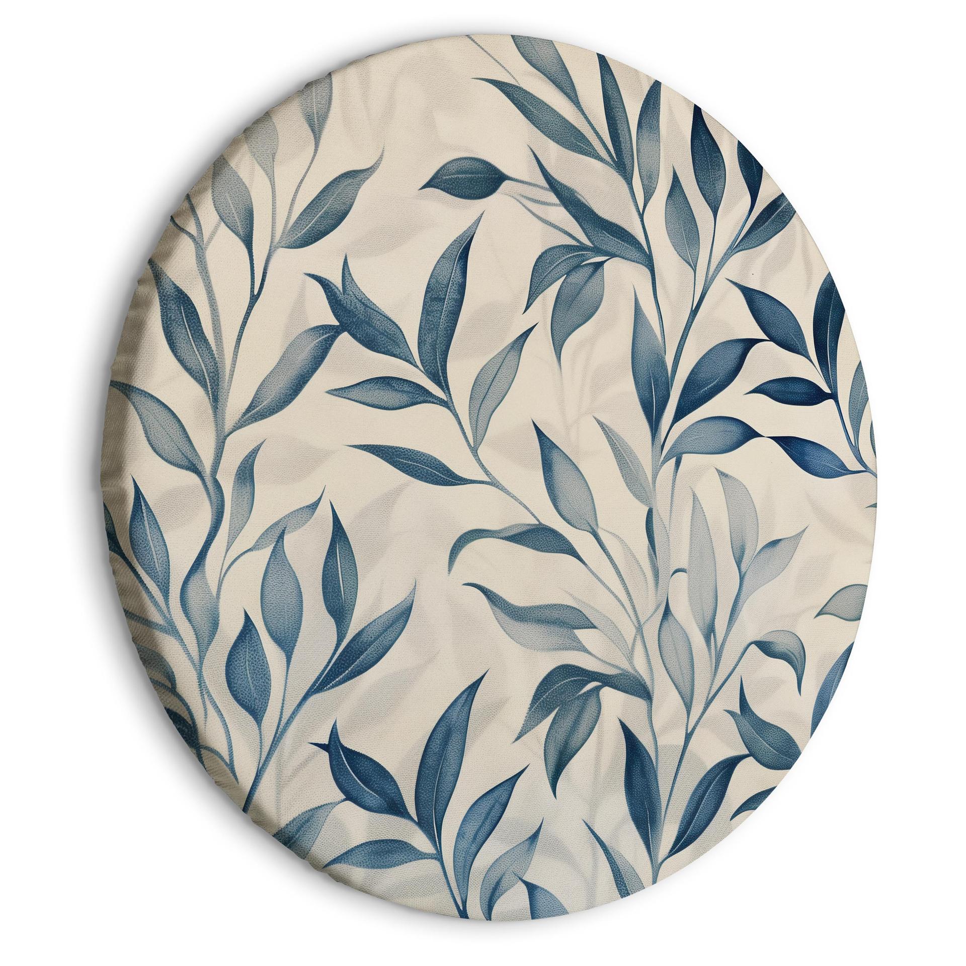 Rundes Leinwandbild Blaue Blätter: Zartes botanisches Motiv