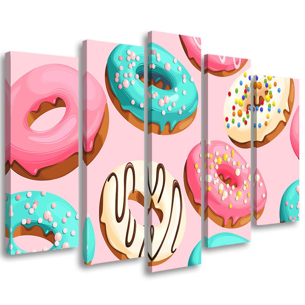 5 stykke lærredsprint, donuts kage