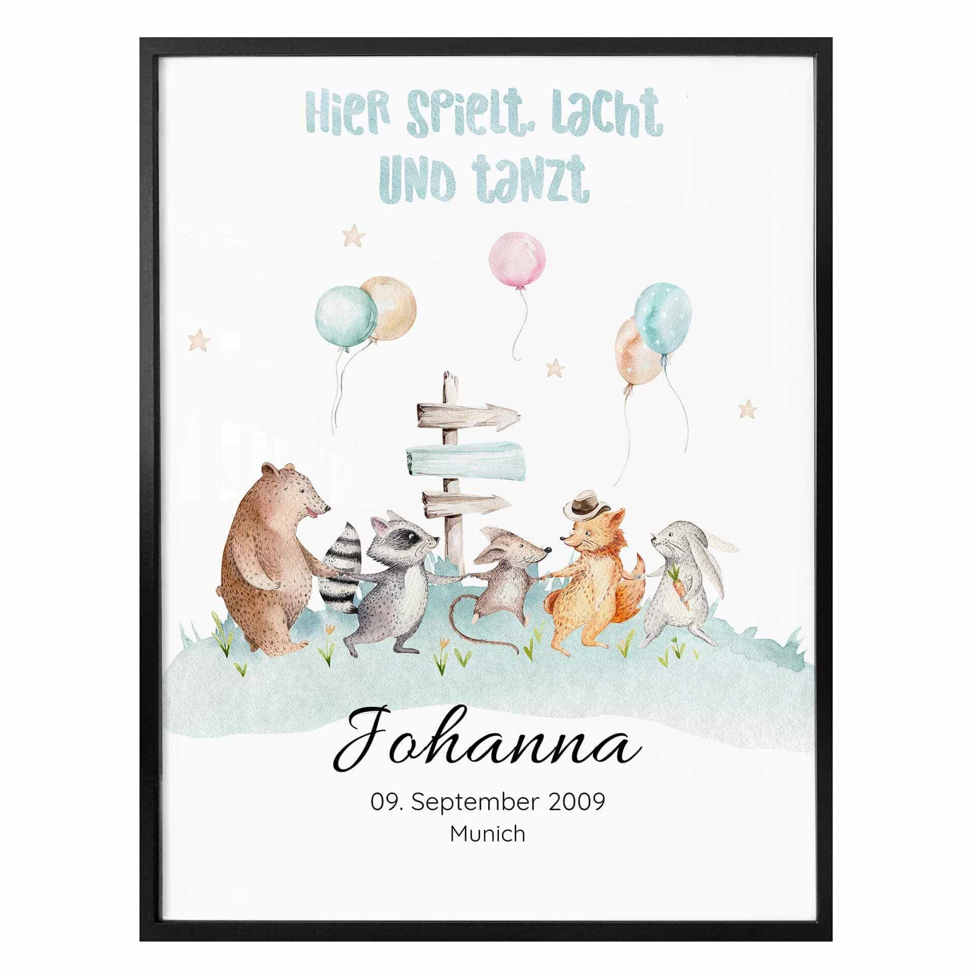 Personalisiertes Poster Kvilis - Hier spielt, lacht und tanzt