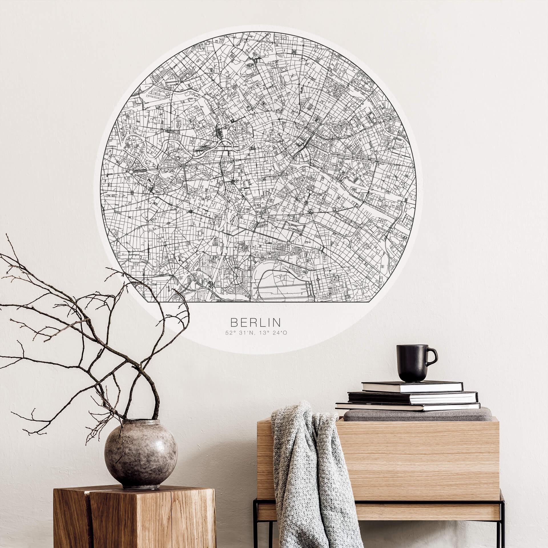Wandtattoo Stadtplan Berlin - rund