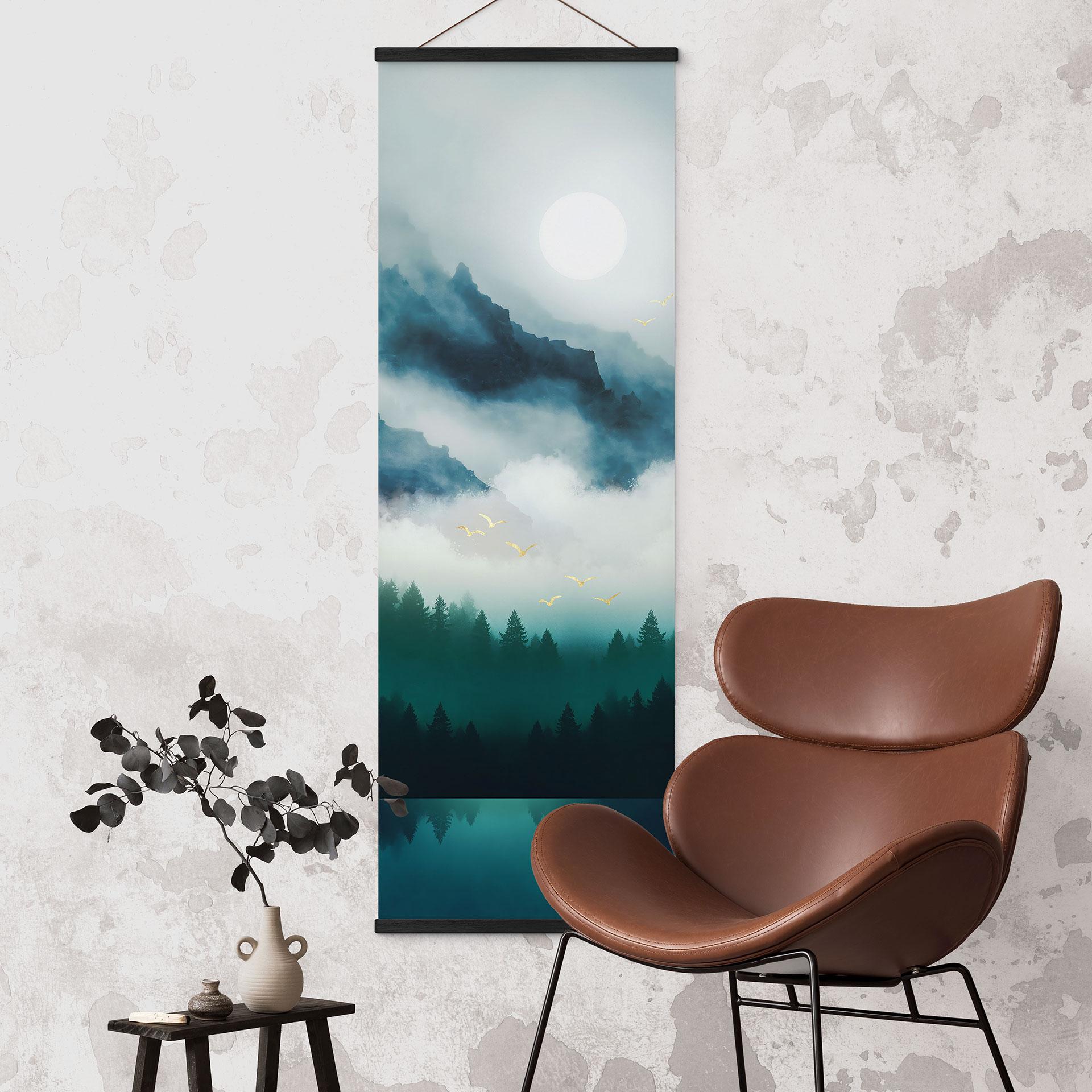 Tekstil plakat Tåget landskab om natten - SpaceFrog Designs - Panorama
