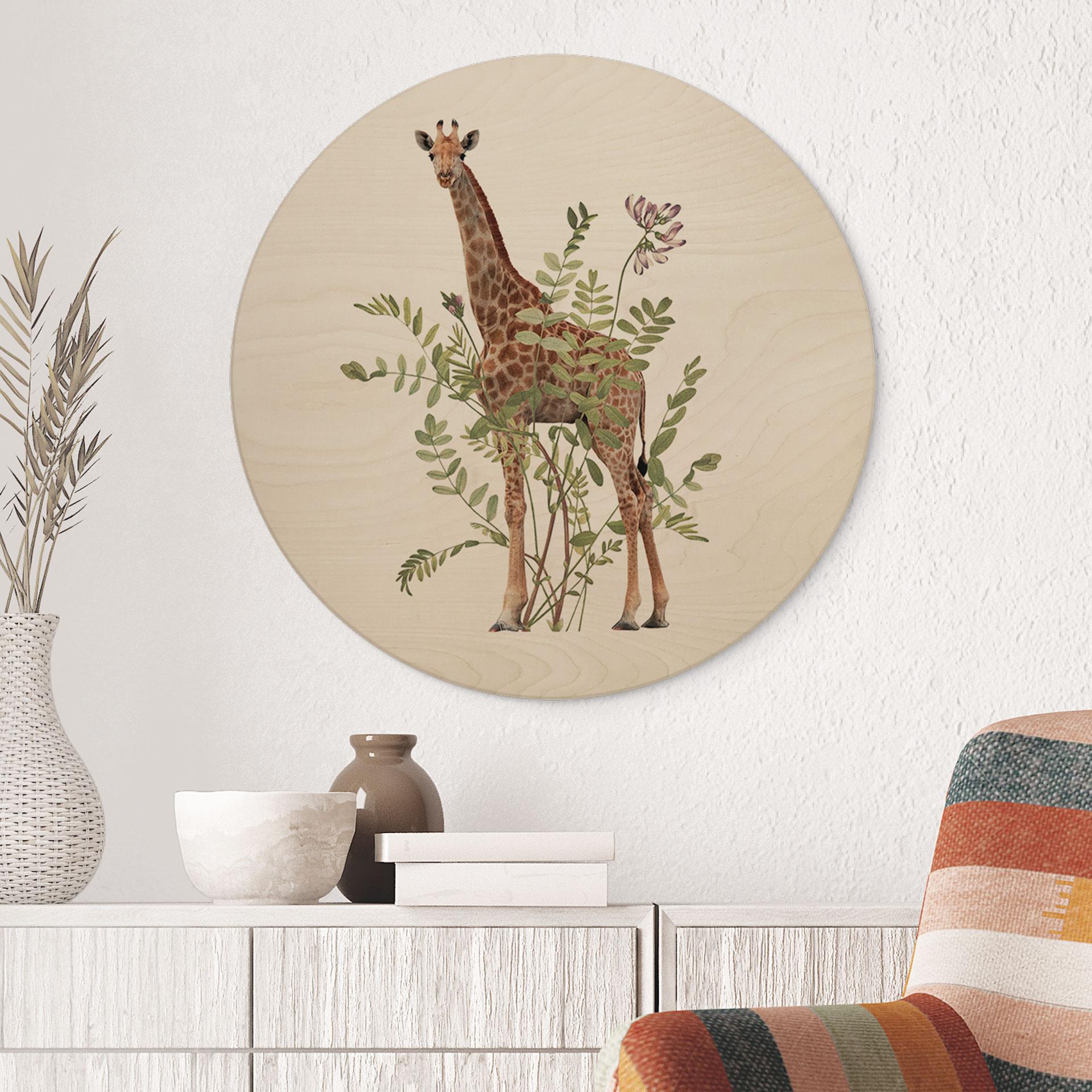 Væg cirkel træ Blomstret giraf - Frida Floral Studio