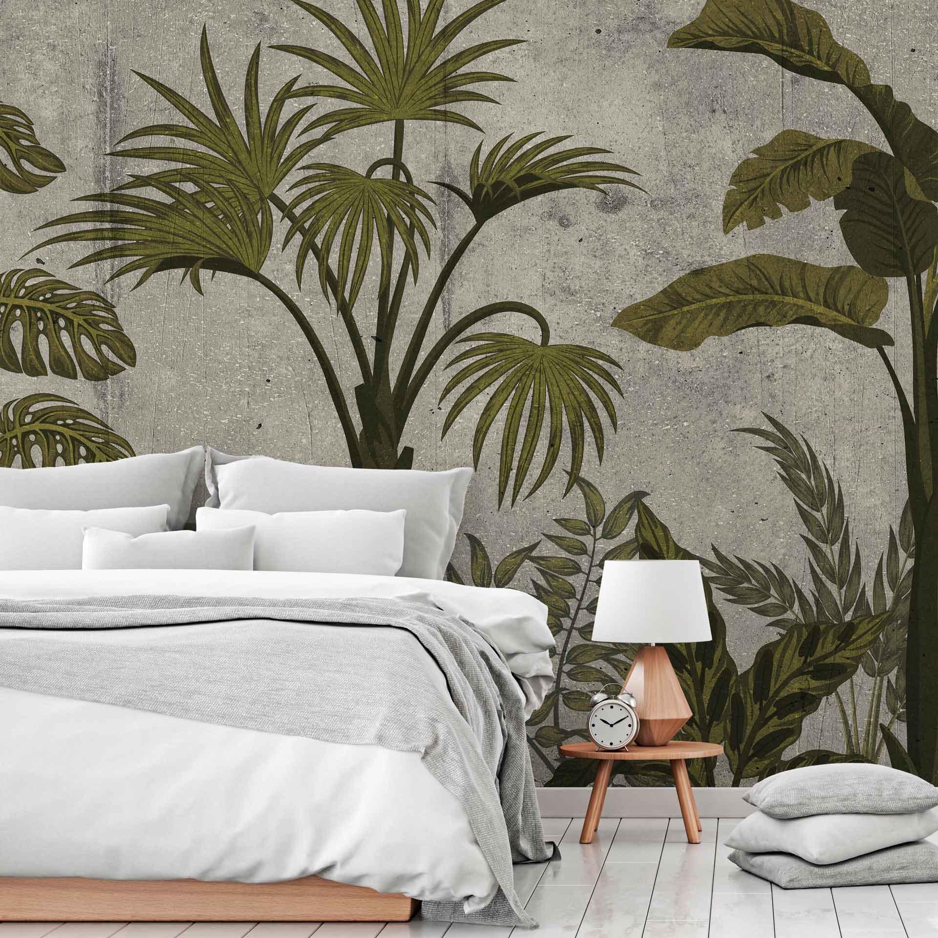 JungleConcret1 tapet i grågrøn - non-woven tapet Designwalls 2 - 2,55 x 3,5 m