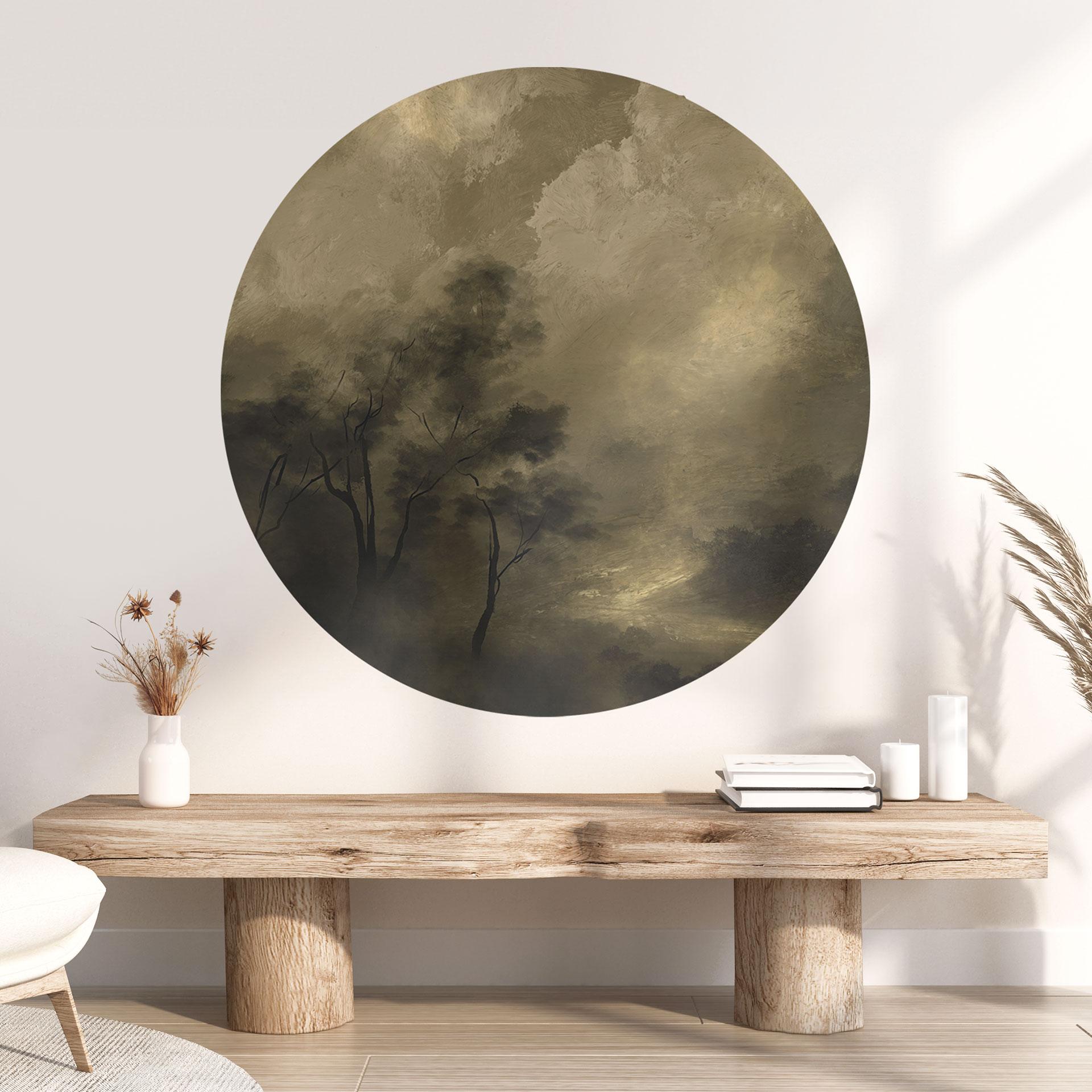 Wallsticker Træer i tusmørketåge - Hobday - Rund