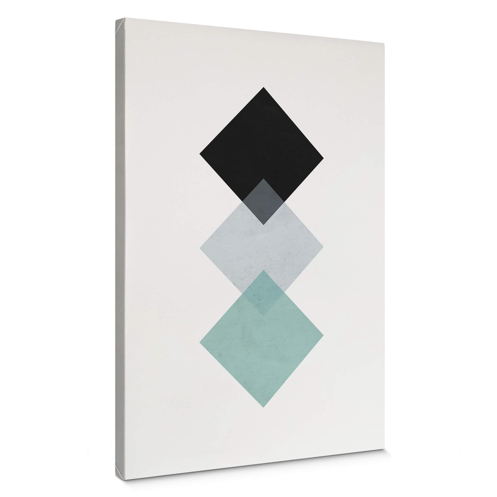 Canvastavla Nouveauprints - Kvadrater aqua