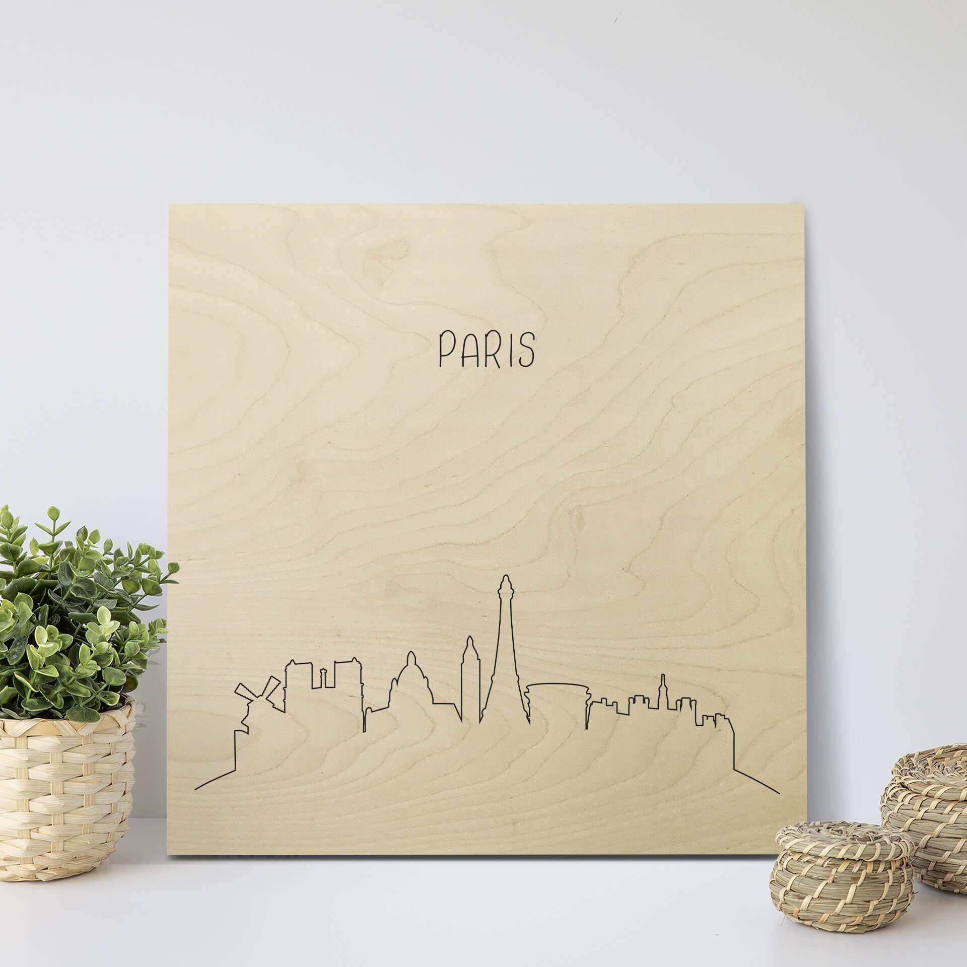 Plakat drewniany Skyline Paris Outline