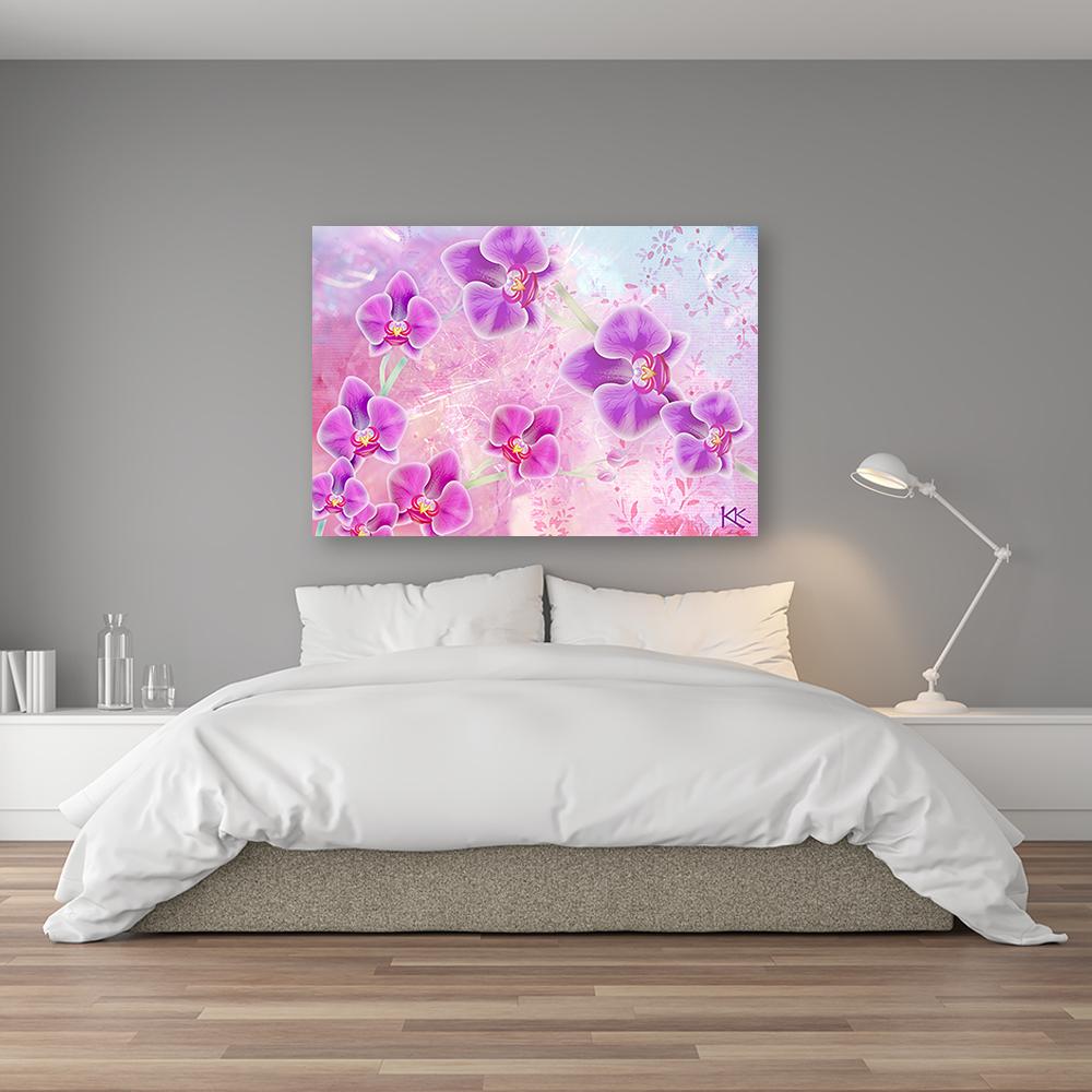 Canvasbillede, Abstraktion af orkidéblomster