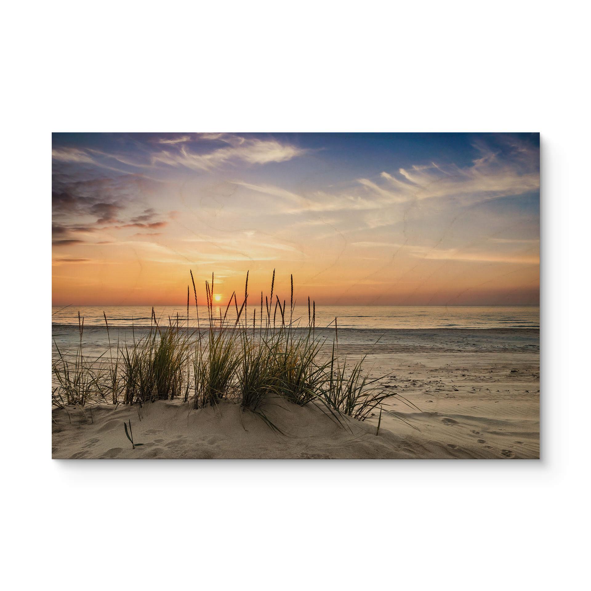Træplakat Klitter ved solnedgang