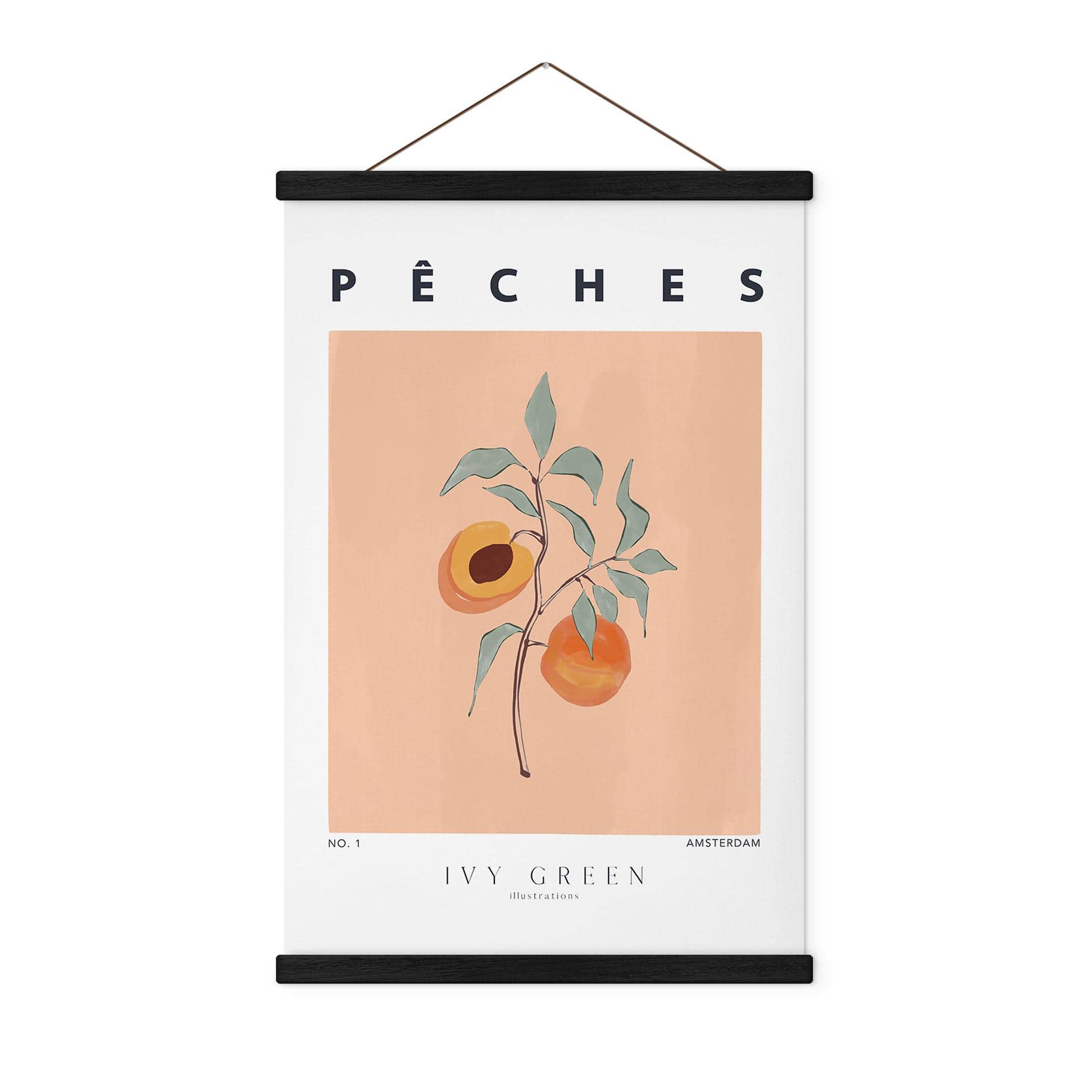 Tekstil plakat Saftige ferskner - Ivy Green Illustration