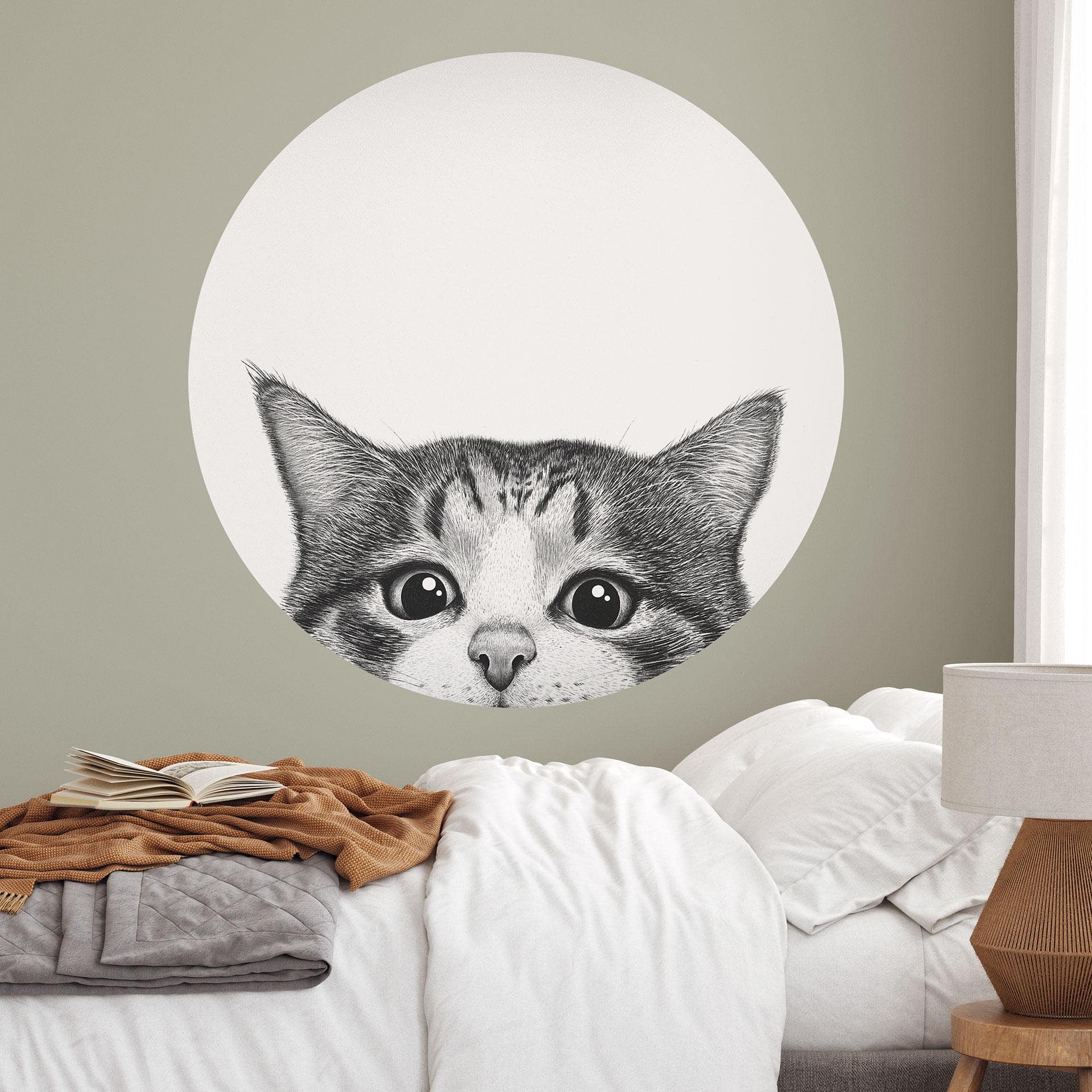 Nysgerrig kat Wallsticker - Korenkova - Rund