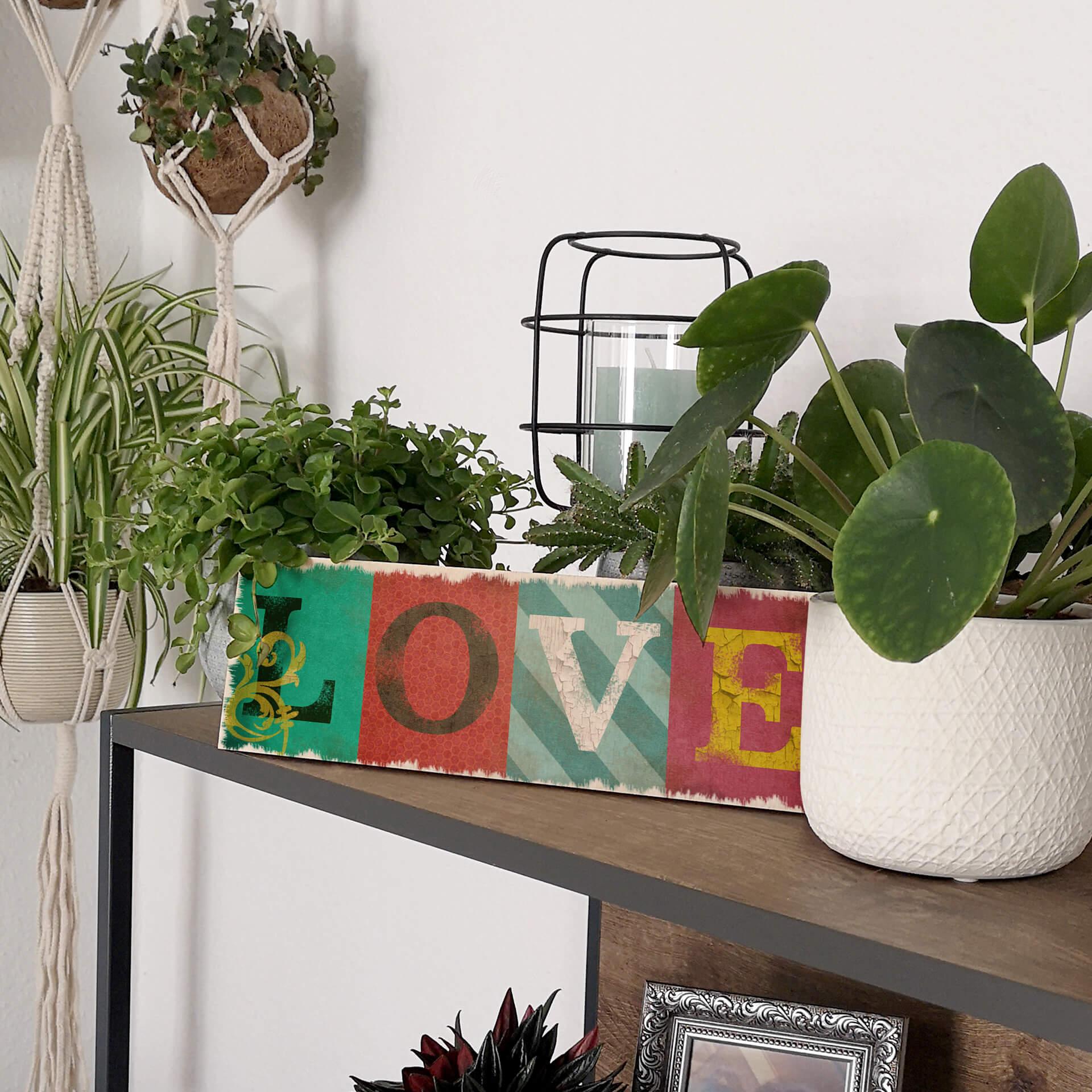 Holzschild Vintage Love