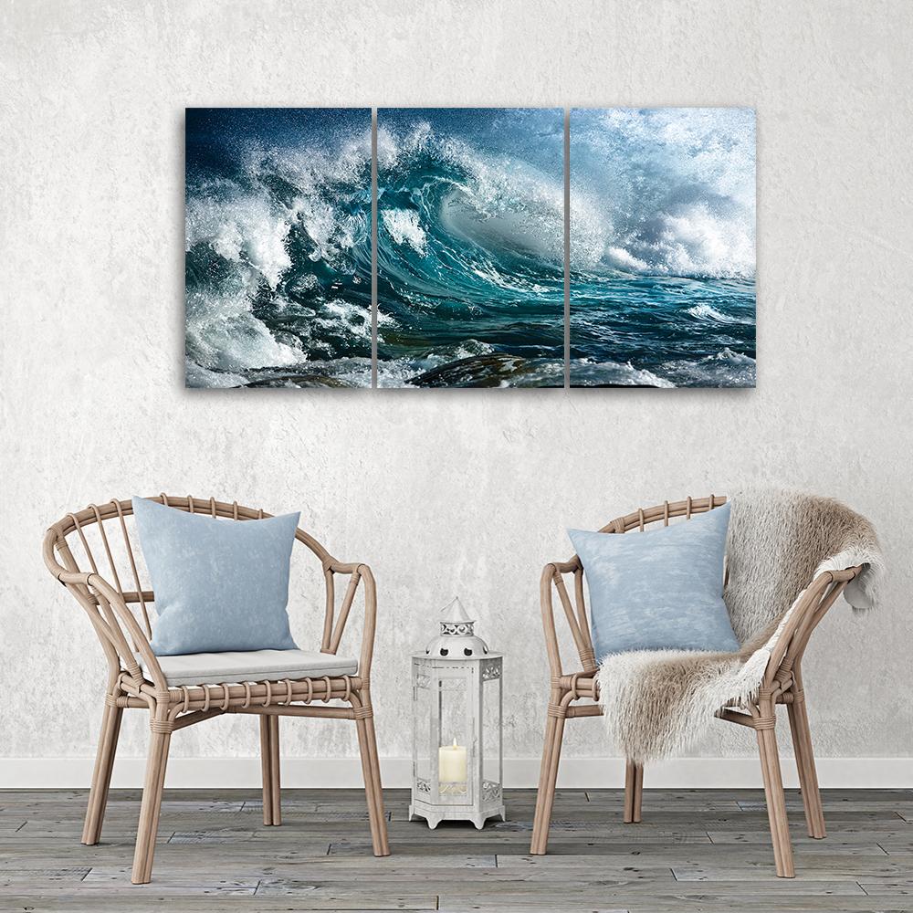 3 stykke lærredstryk, Sea Ocean Waves