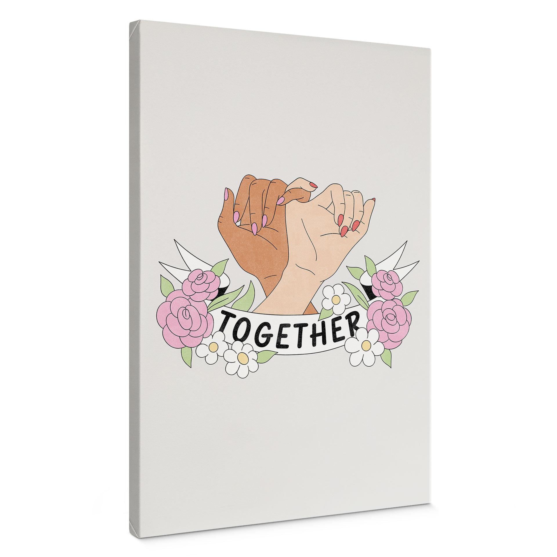 Canvasbillede Together Sisterhood Floral Hands