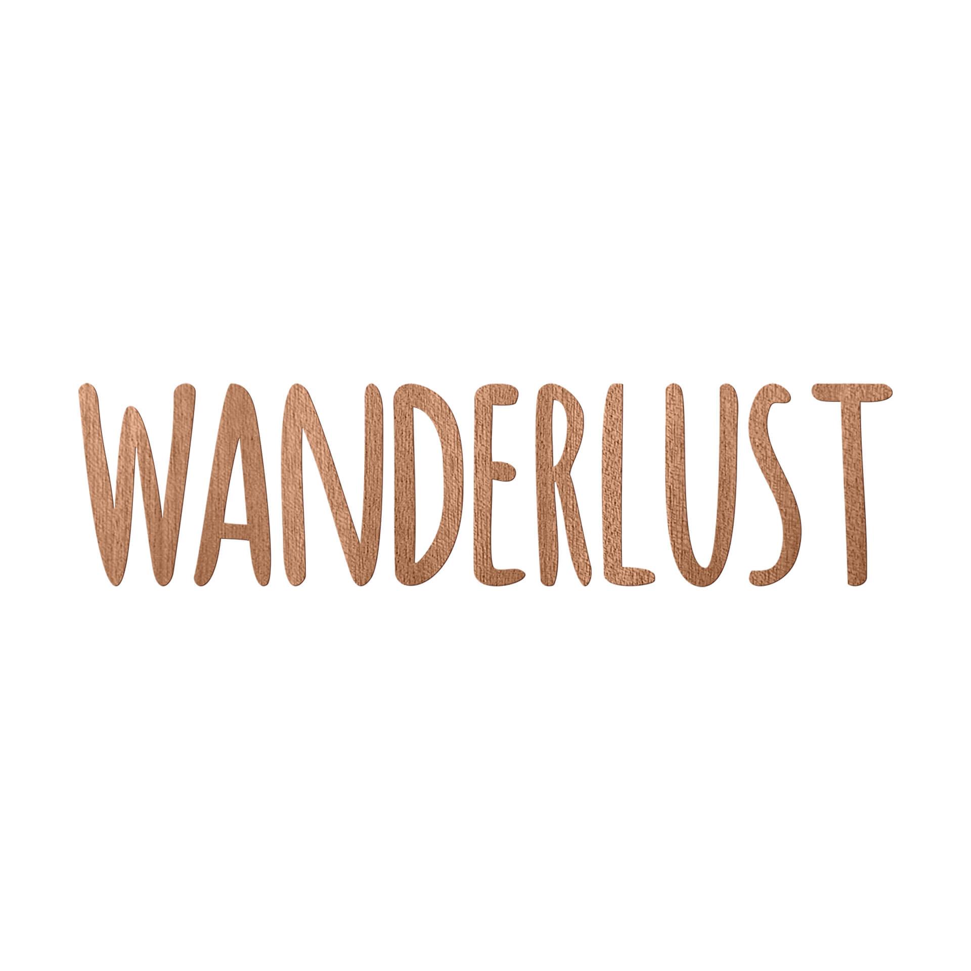 3D Holz Schriftzug Wanderlust - Mahagoni