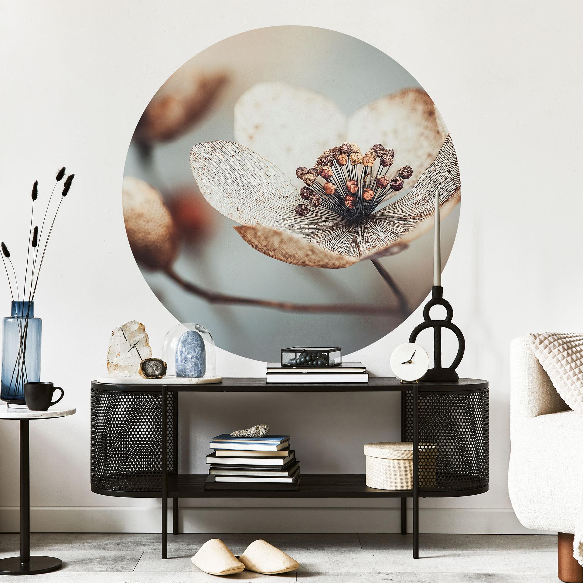 Wallsticker med blomster Boho tørret blomst makro - Treechild - Rund
