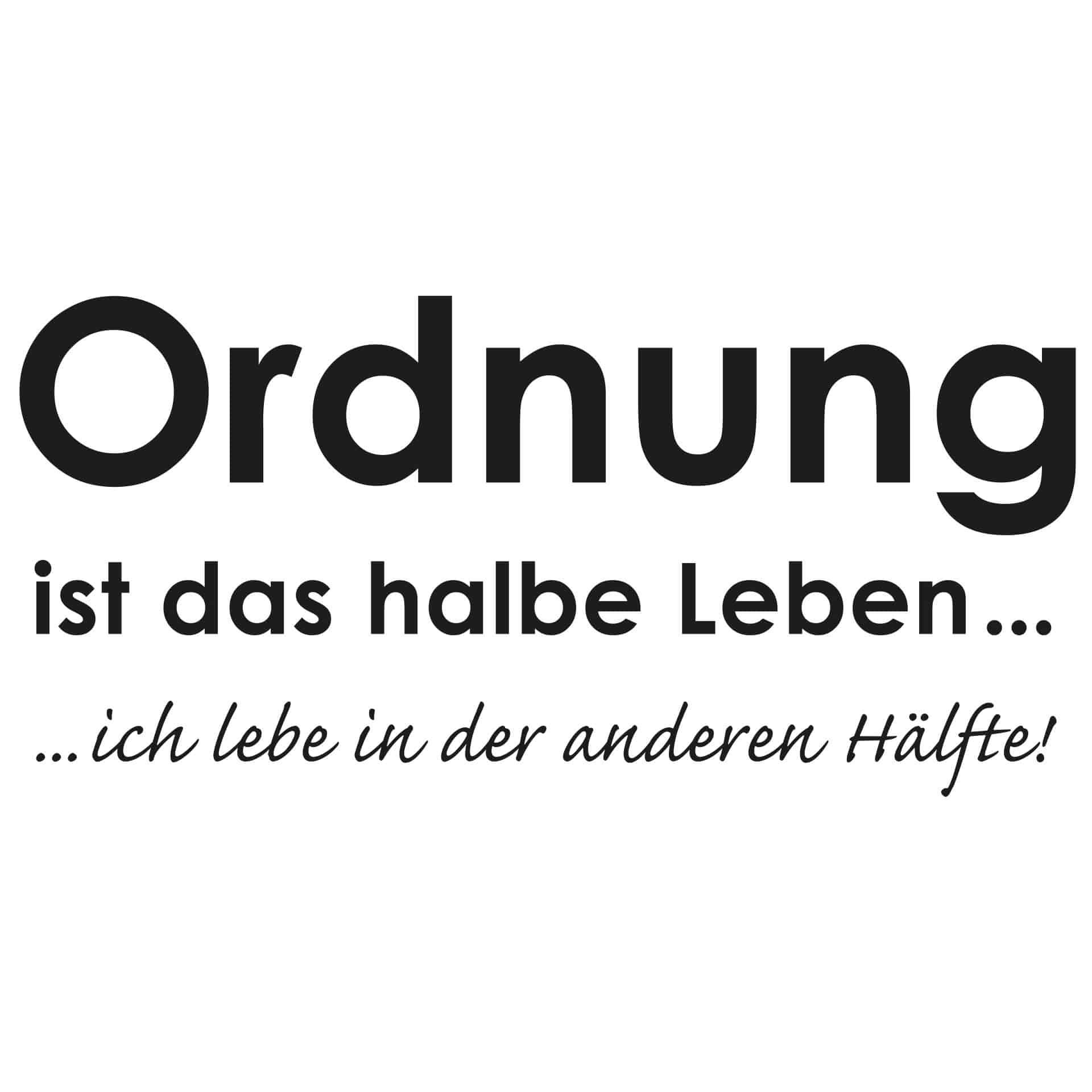 Wandtattoo Ordnung ist das halbe Leben