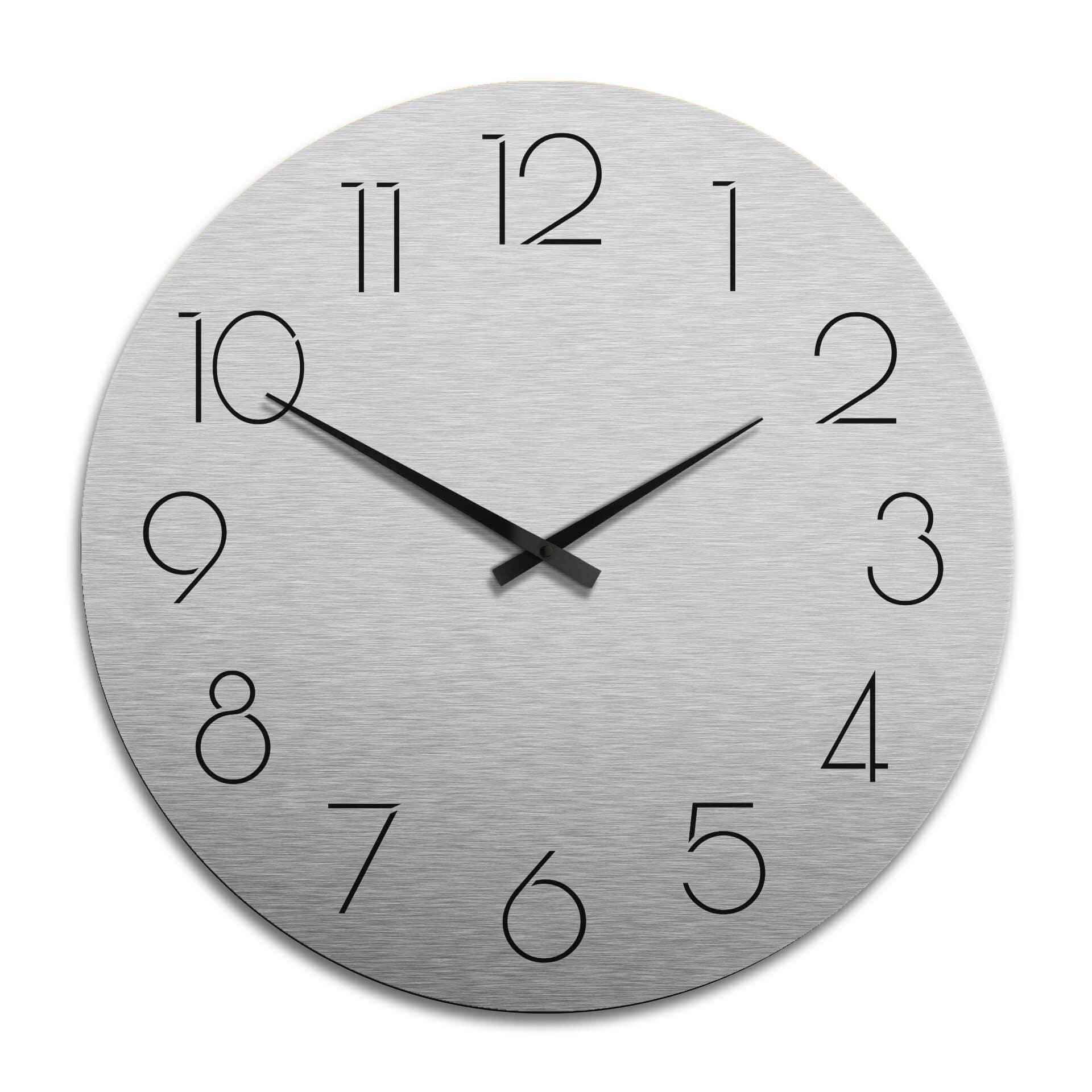 Horloge murale XXL en Alu-Dibond - Argenté - Moderne avec chiffres