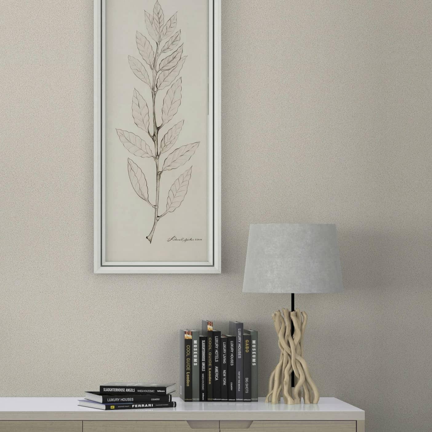 Non-woven tapet med struktur som prikket ensfarvet beige ensfarvet