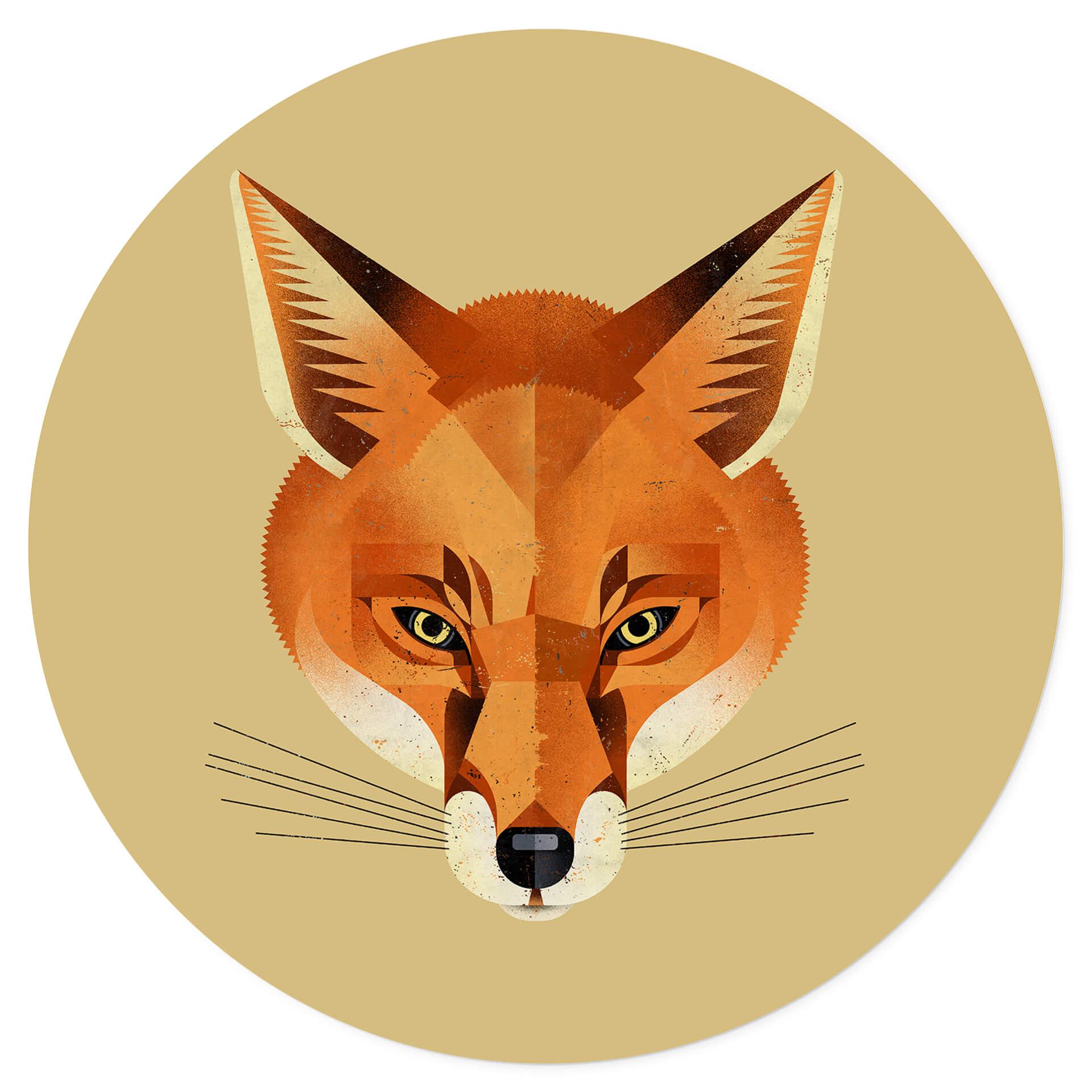 Wandtattoo Fuchs - Tier-Motiv Rund - Braun