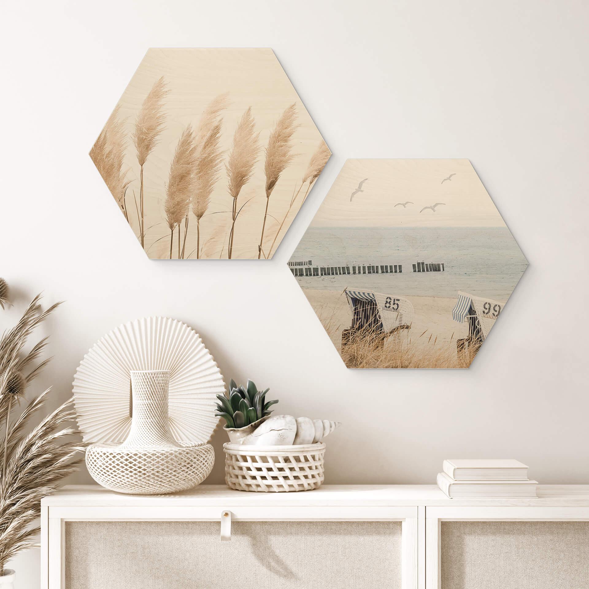 Hexagon Hout Kustmagie langs wilde duinen