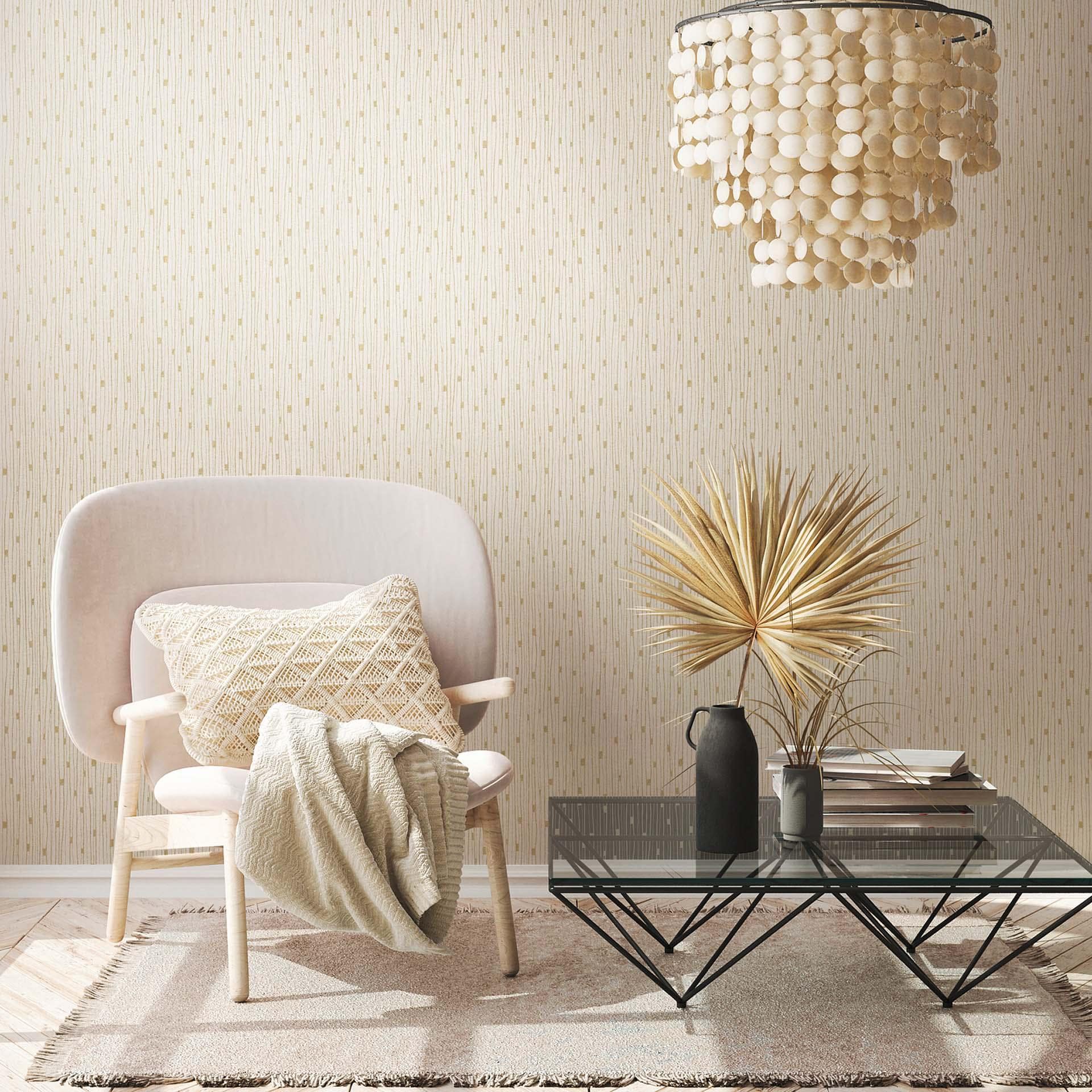 A.S. Création non-woven tapet BOS - moderne stribet tapet creme, guld