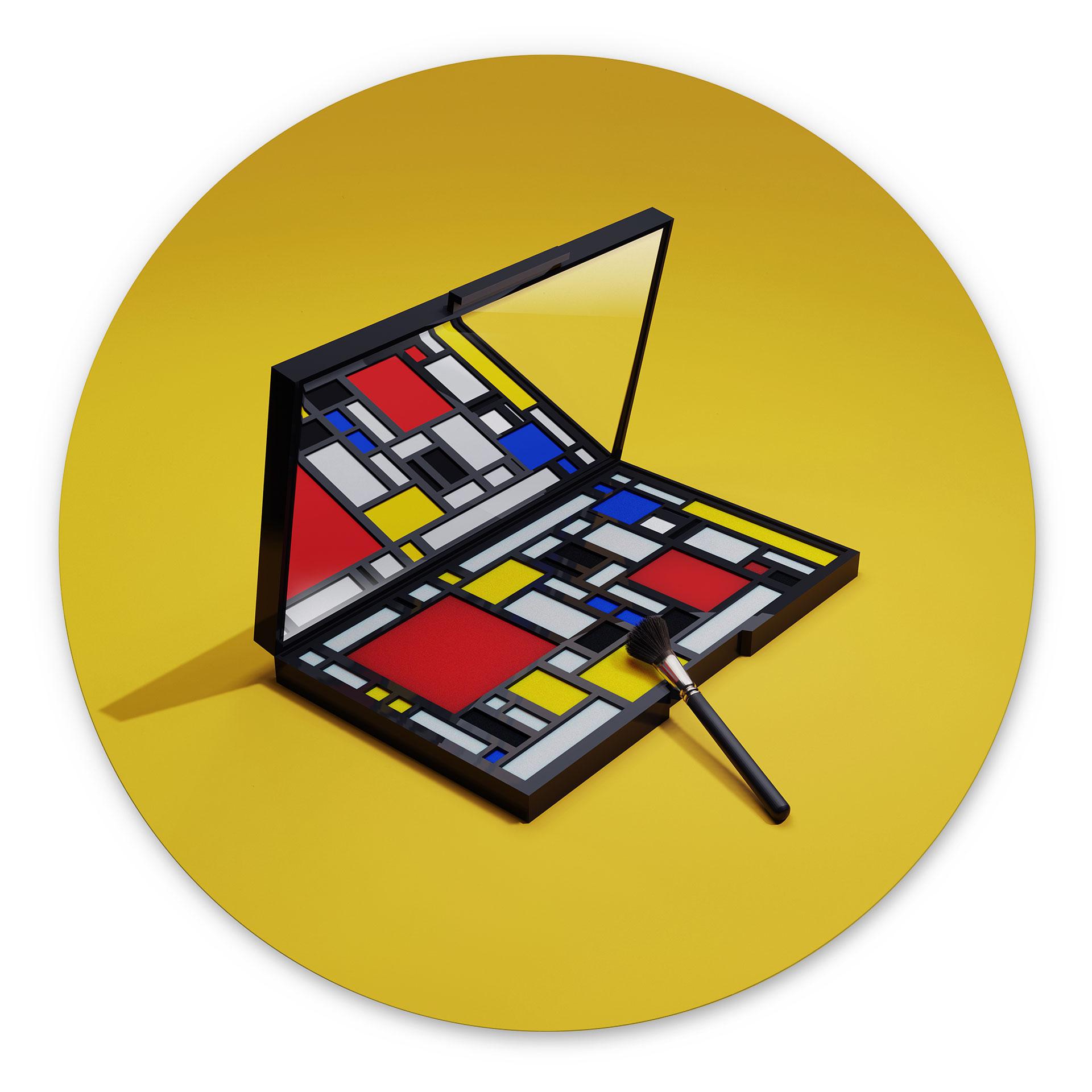 vægdekoration Make-up palet i stil med Piet Mondrian - Pozdniakov – print på aluminium