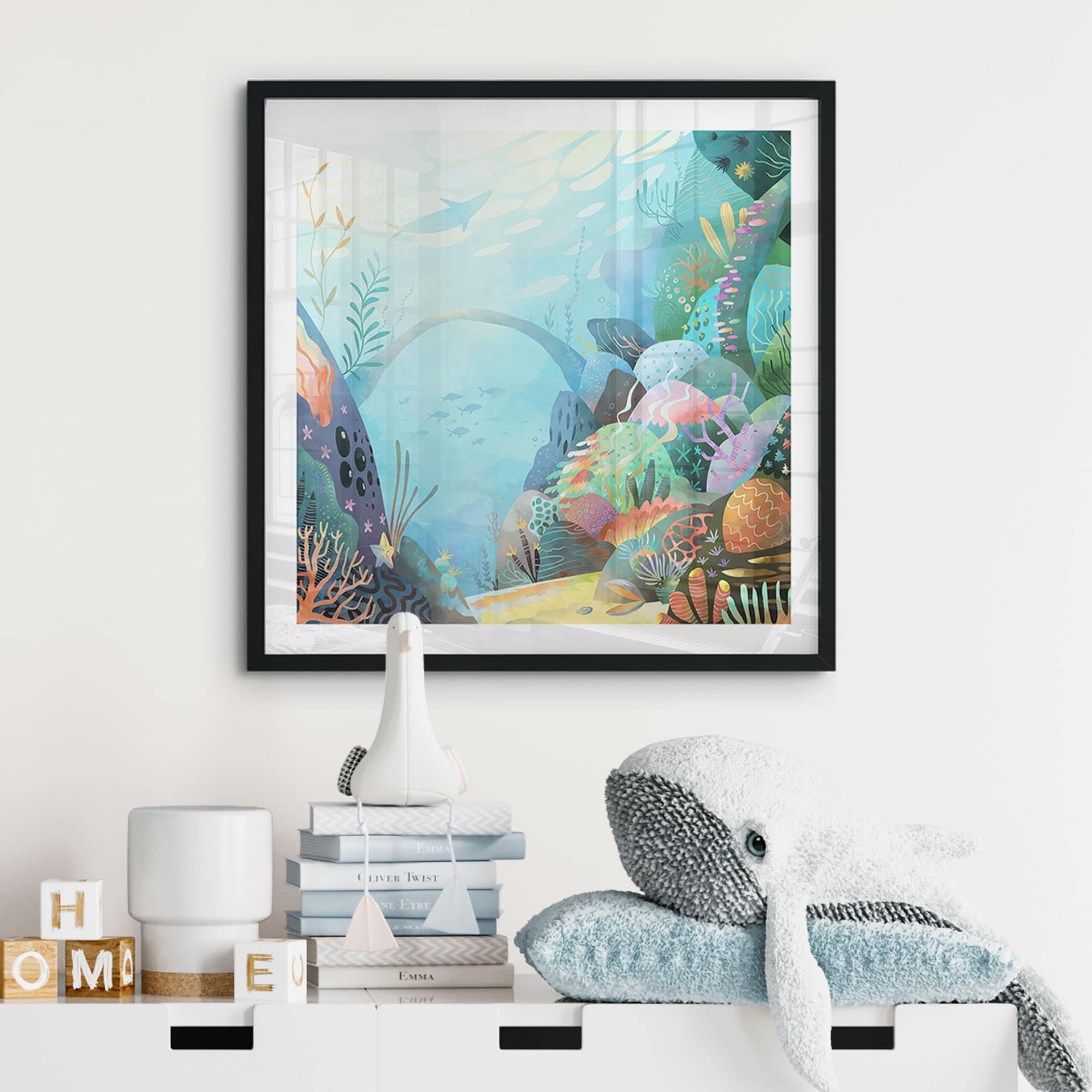 Plakat med koralrev i blå lagune - DigitalArtsi