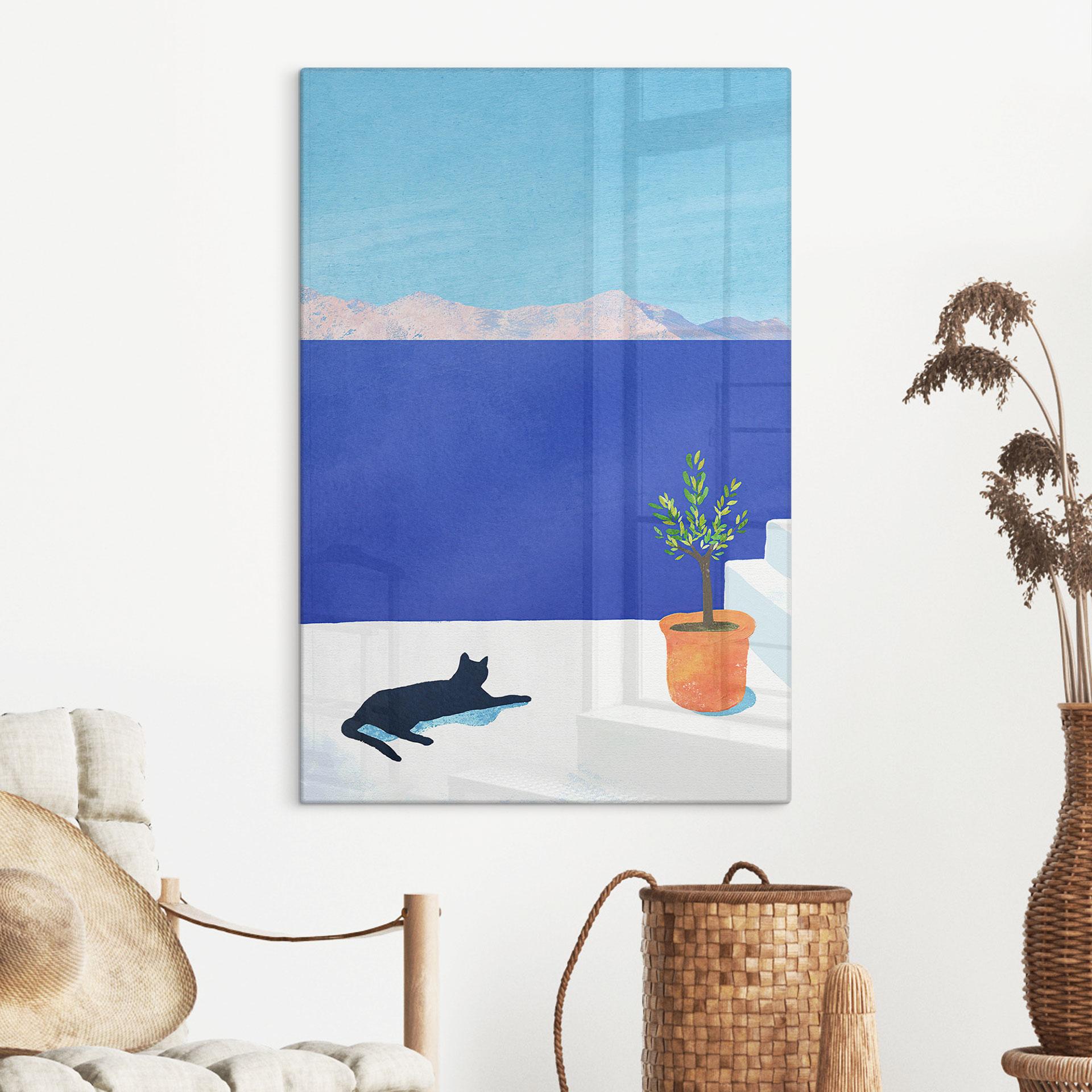 Glasbillede - Siesta med kat ved havet - Rivers
