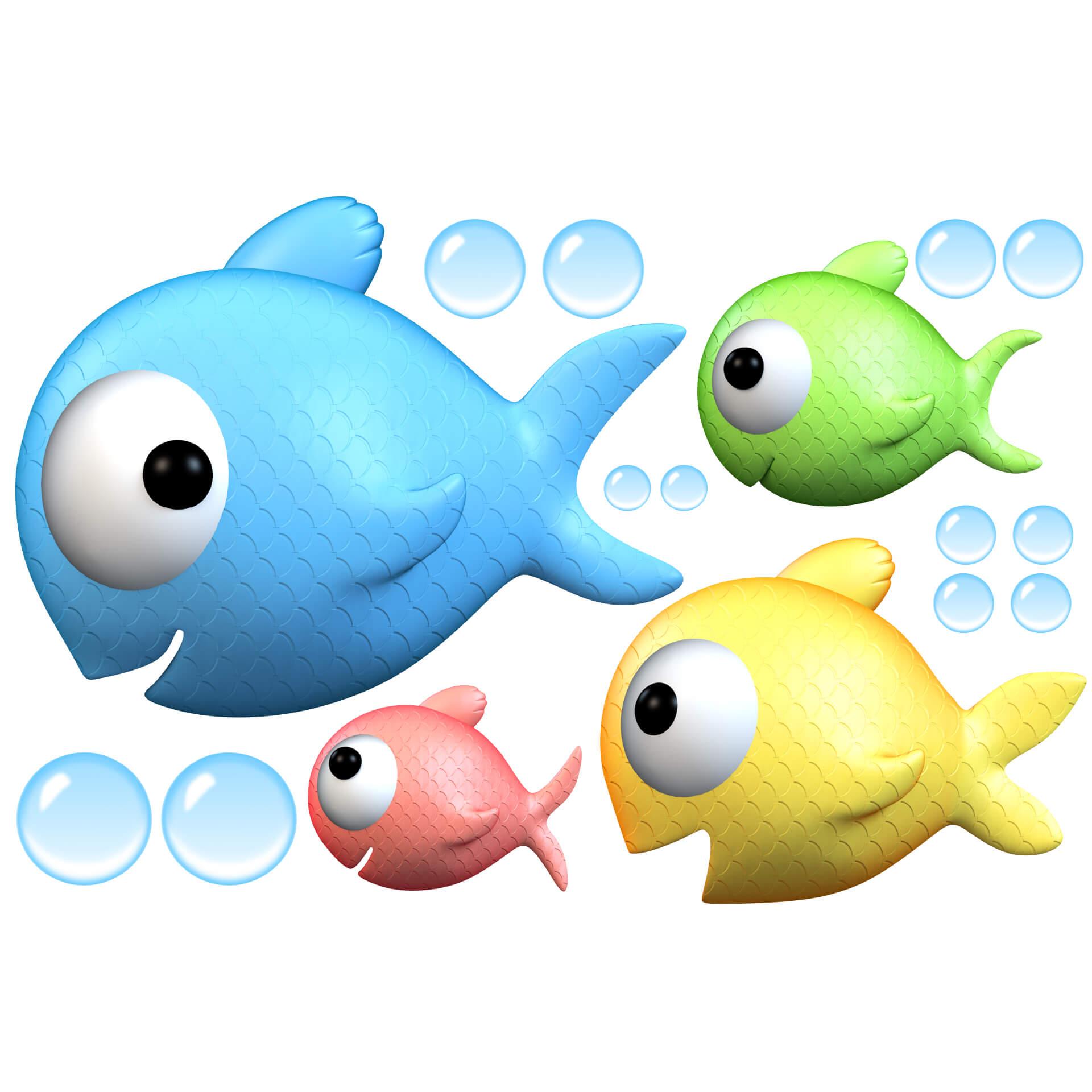 Wandtattoo Agullo - bunter Fischschwarm