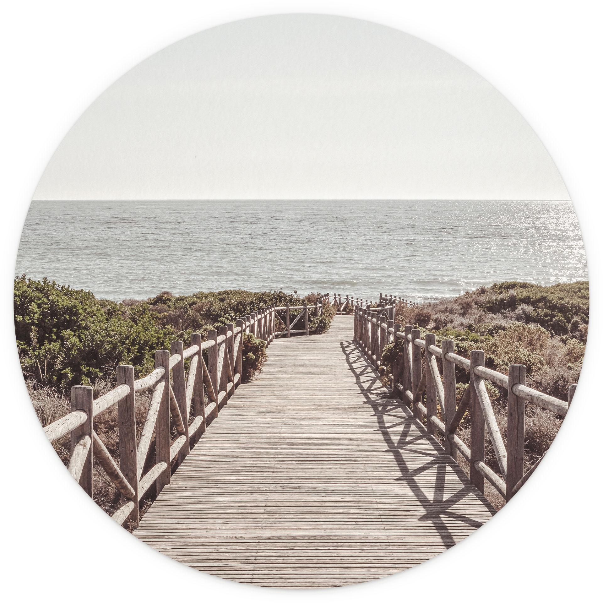 Behangcirkel Steiger naar het strand - 1X Studio - vliesbehang/zelfklevend vliesbehang