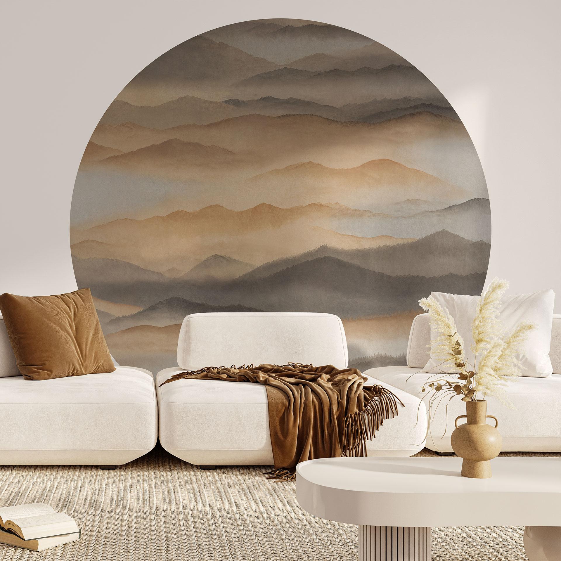 Fotobehang Roerich Silence - Warm Berglandschap - Sir Edward x Grigory Gladarev - Rond
