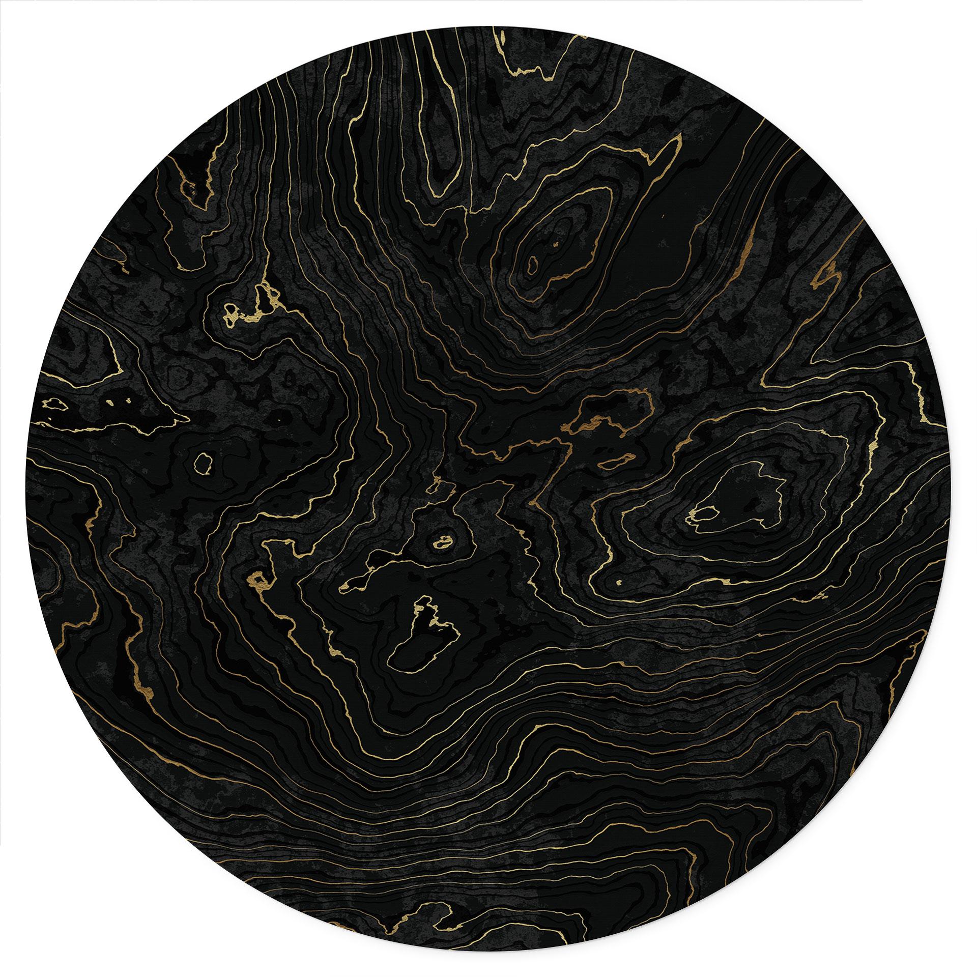 Adesivo murale Linee astratte nero-oro - Amini - Rotondo