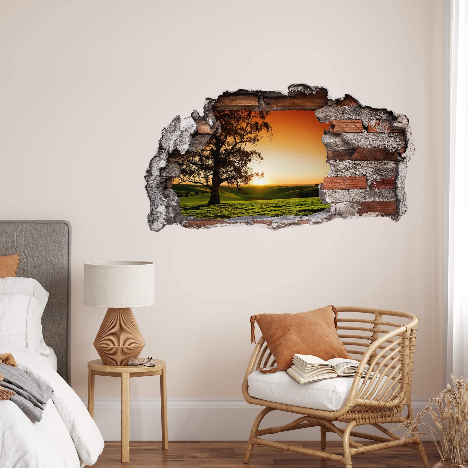 3D Wallsticker solnedgang over bakkerne