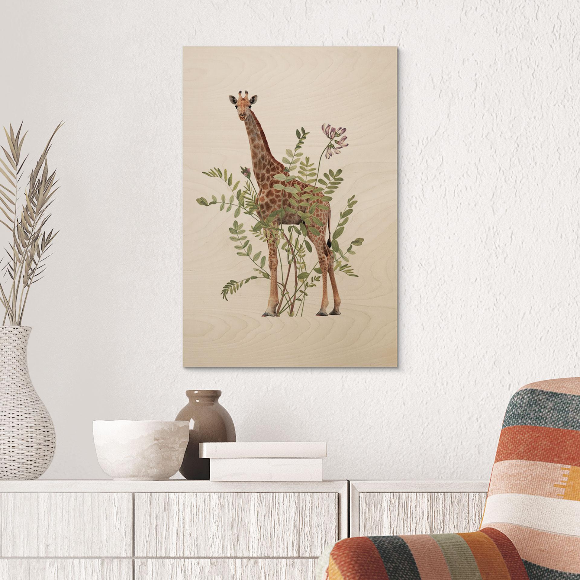 Holzbild Florale Giraffe - Frida Floral Studio