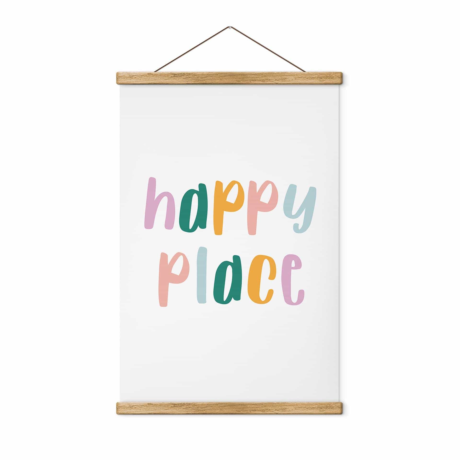 Tekstil plakat med ordsprog - Happy place