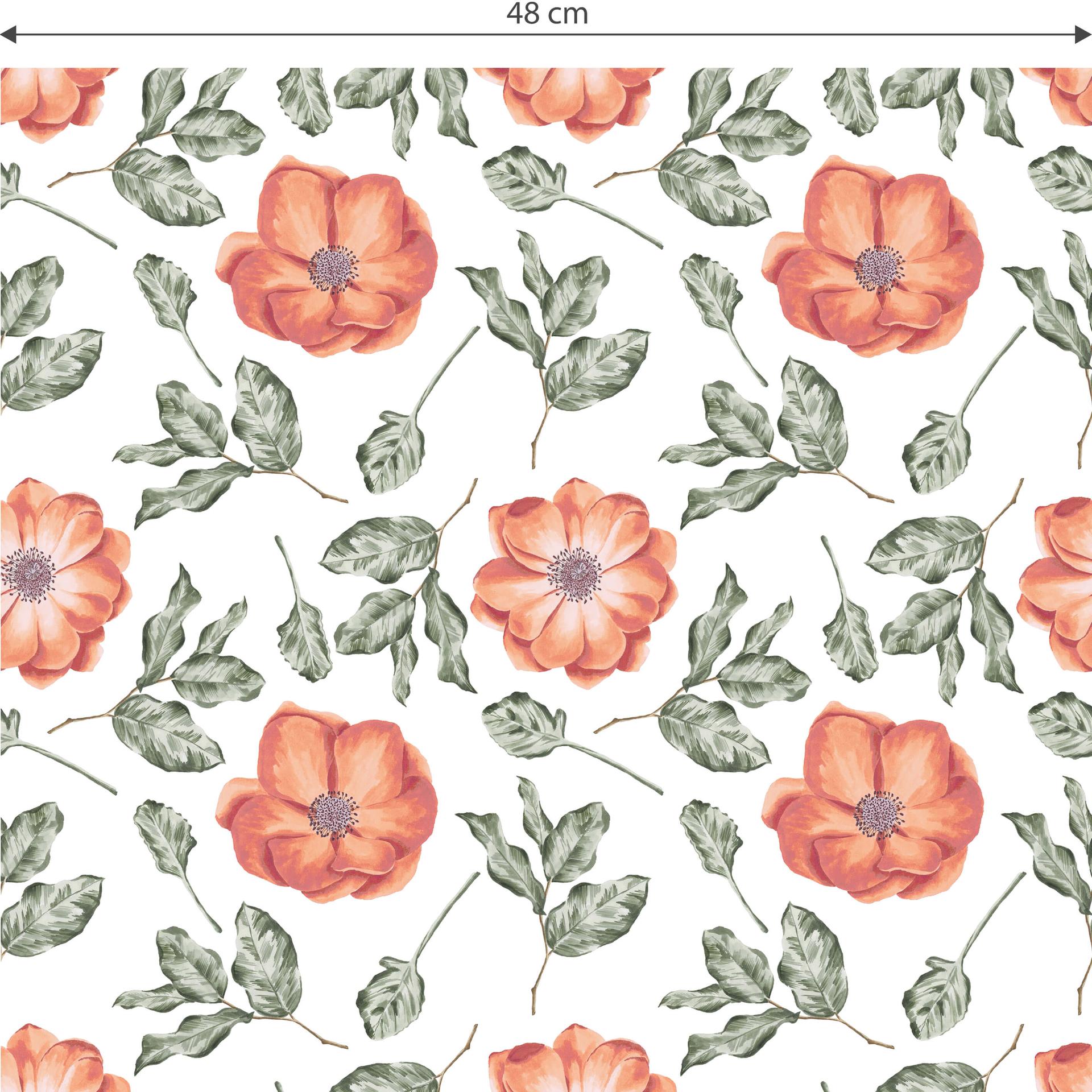 Patroonbehang – Aquarel Bloemen 05 – rood