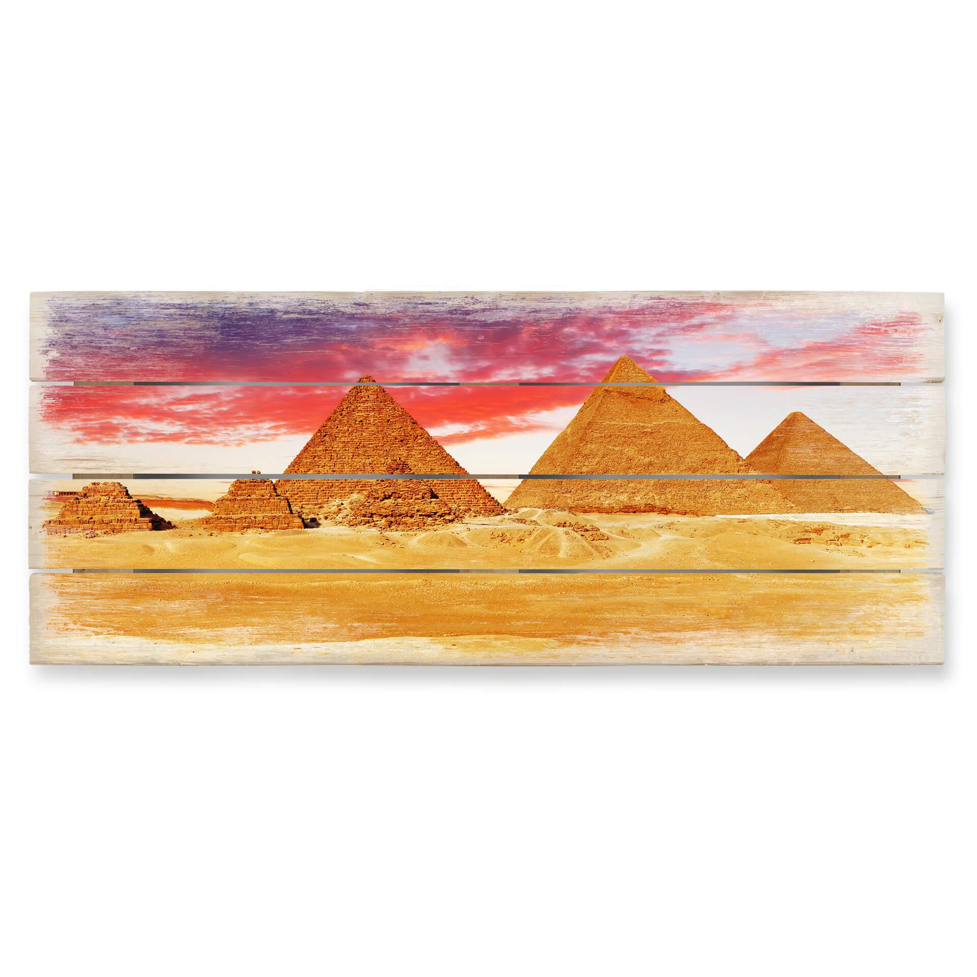 Cuadro de madera Las pirámides de Giza - Panorama