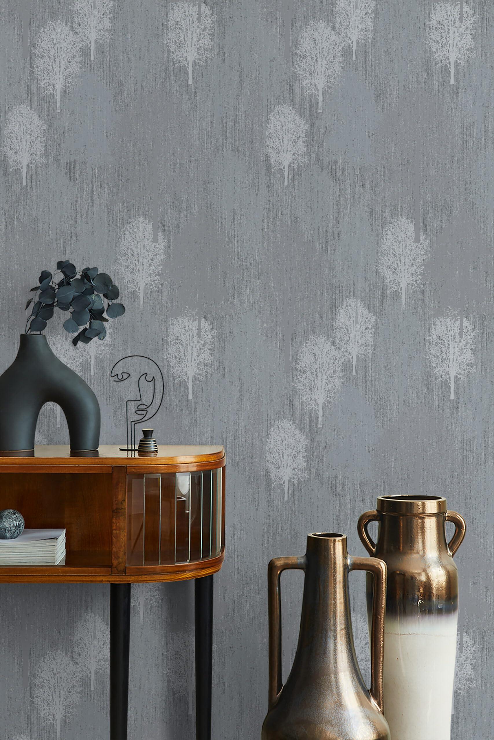 Vliestapete Illustration Modern, Natur in Silber