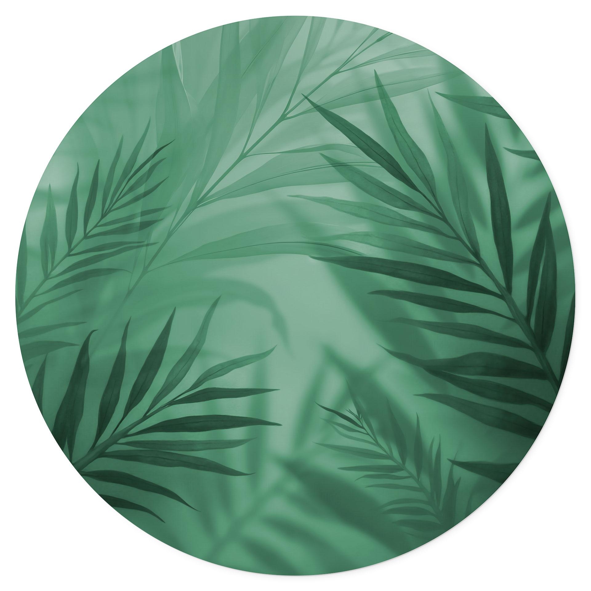 Muursticker Groene palmbladeren - Rond