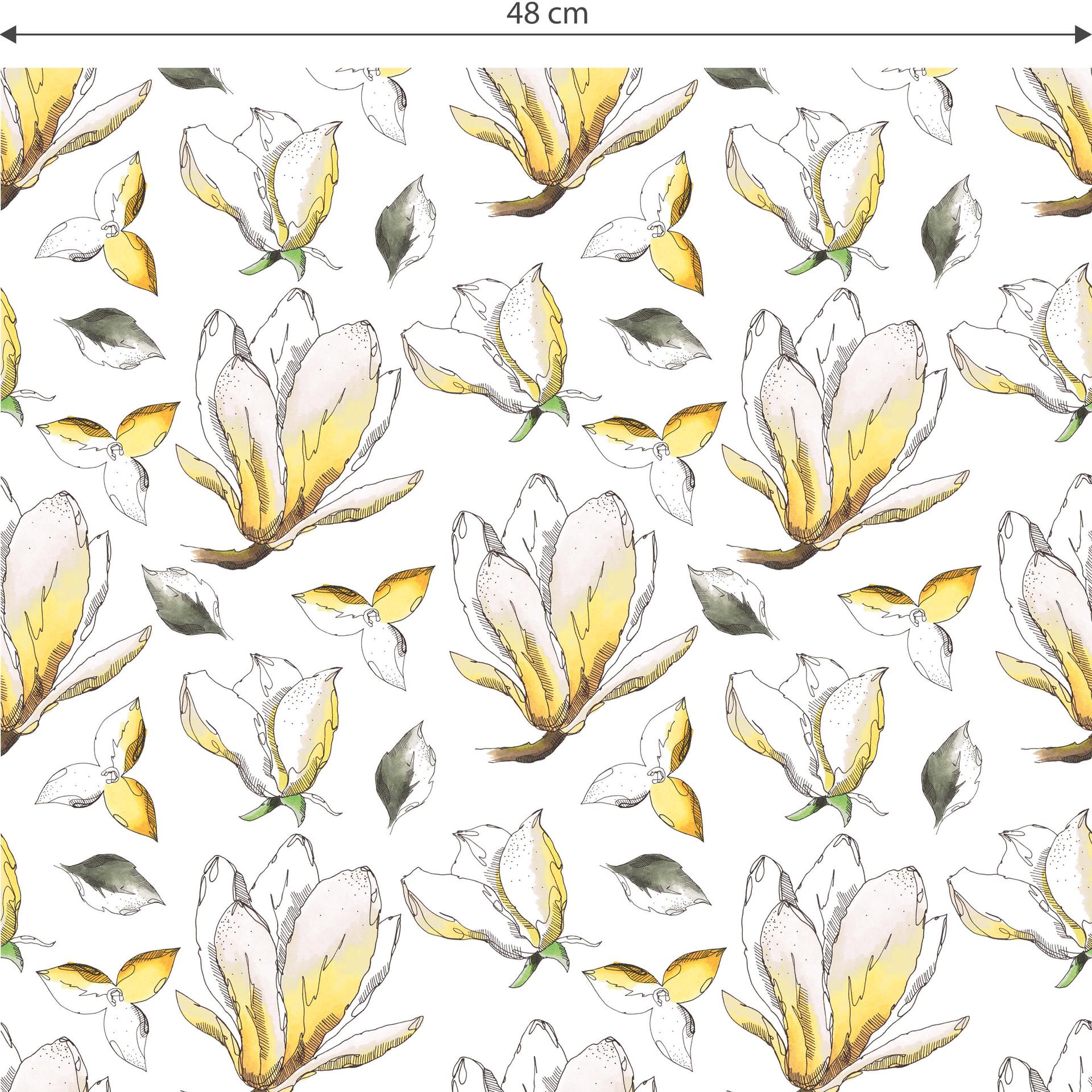 Patroonbehang – Illustrated Flowers – geel