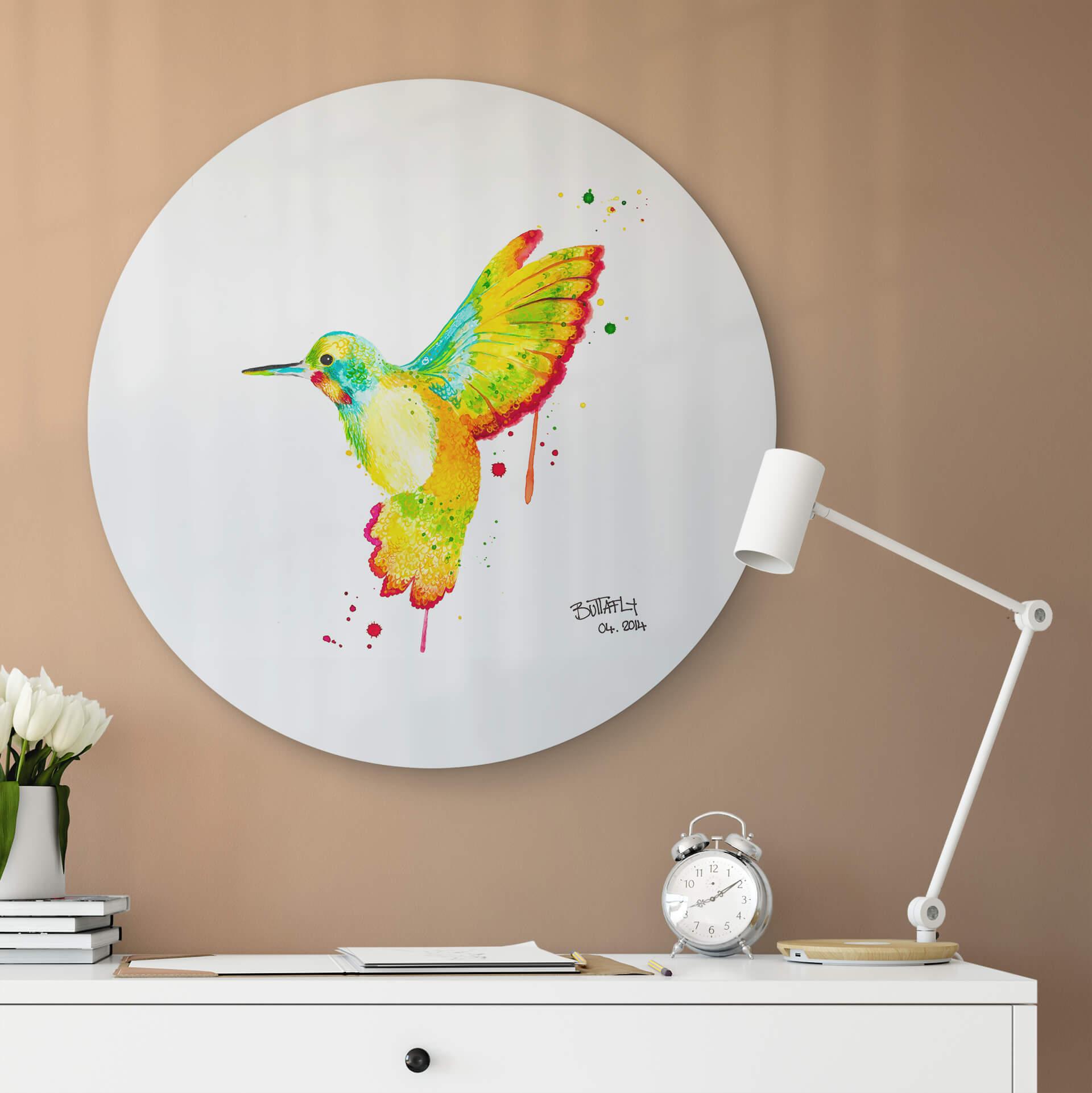 Alu-Dibond Buttafly - Colibrì - tondo